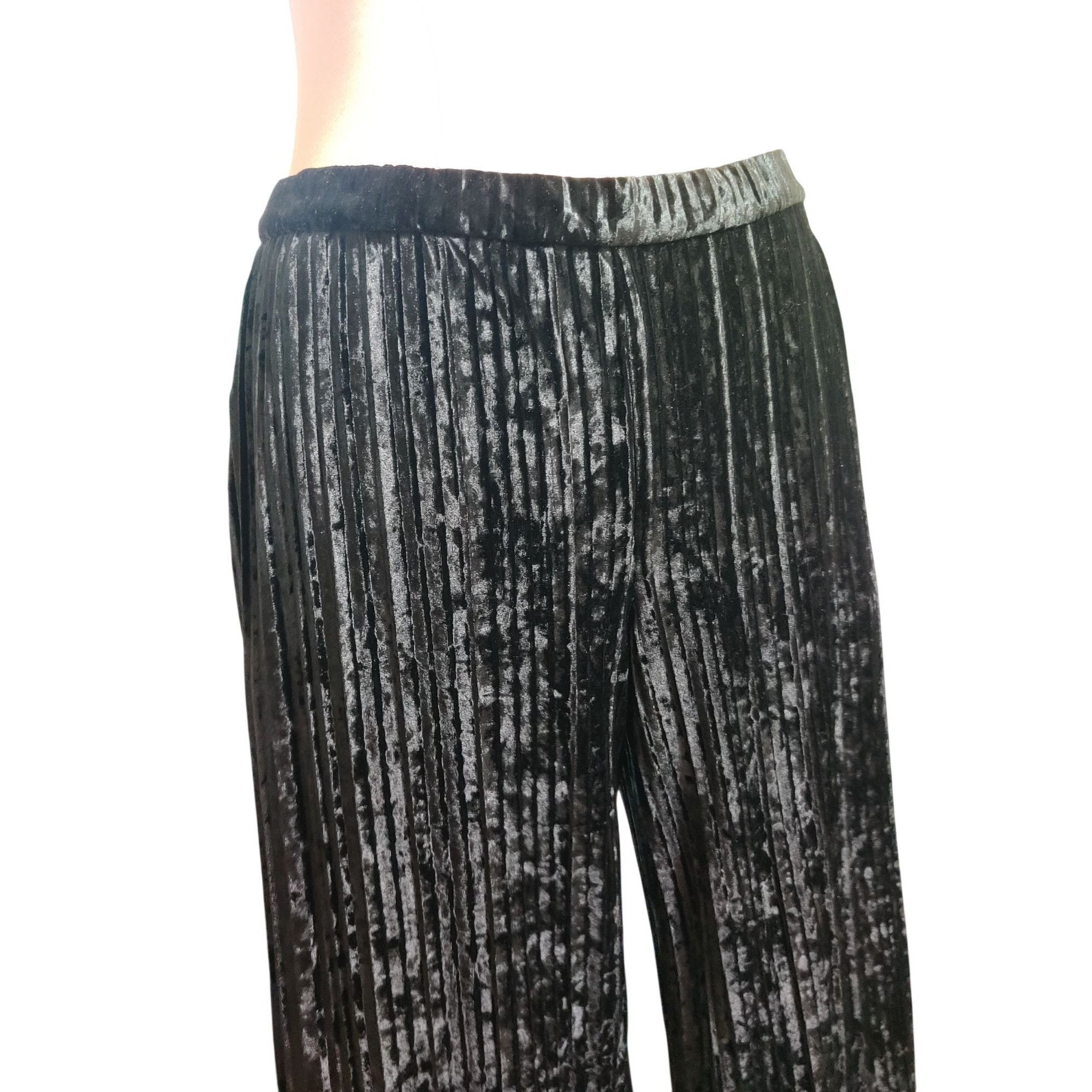 Other H by Halston XLP Petite Womens Pants Black Velour Pleated Wi Size 36" / US 14 / IT 50 - 12 Thumbnail