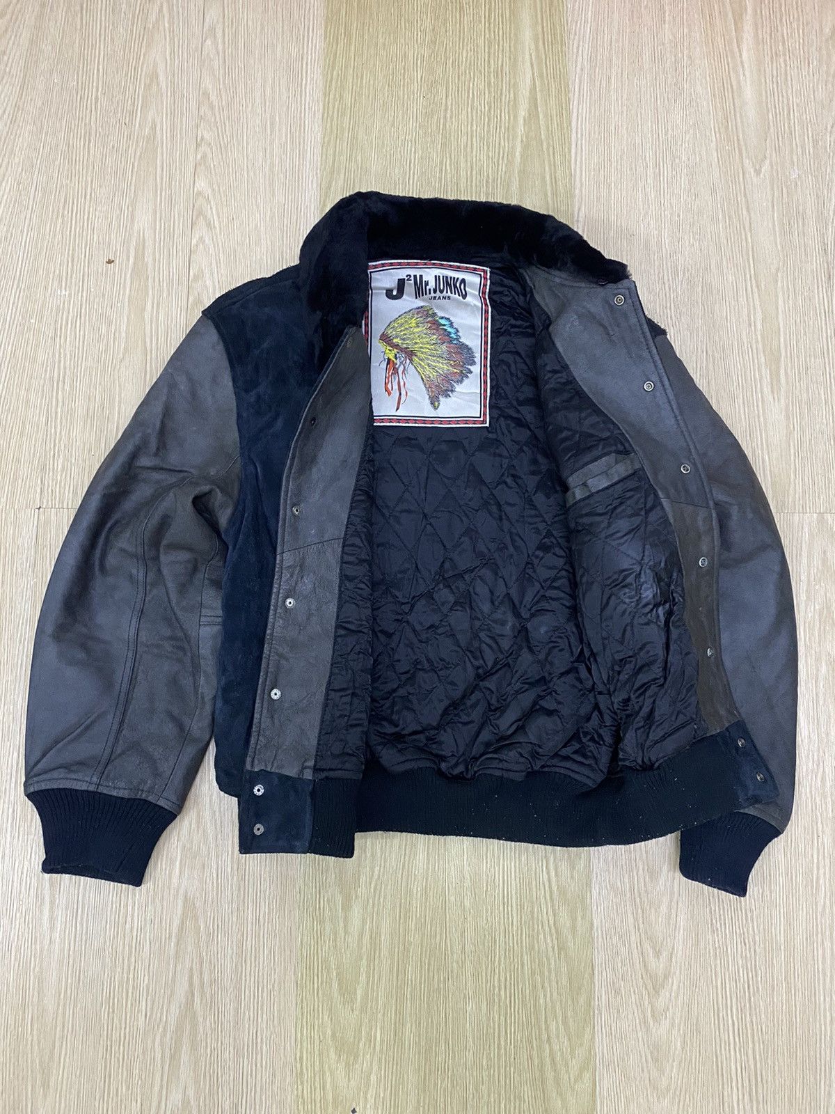 Leather Mr Junko jeans big logo leather varsity jacket Size US L / EU 52-54 / 3 - 3 Thumbnail