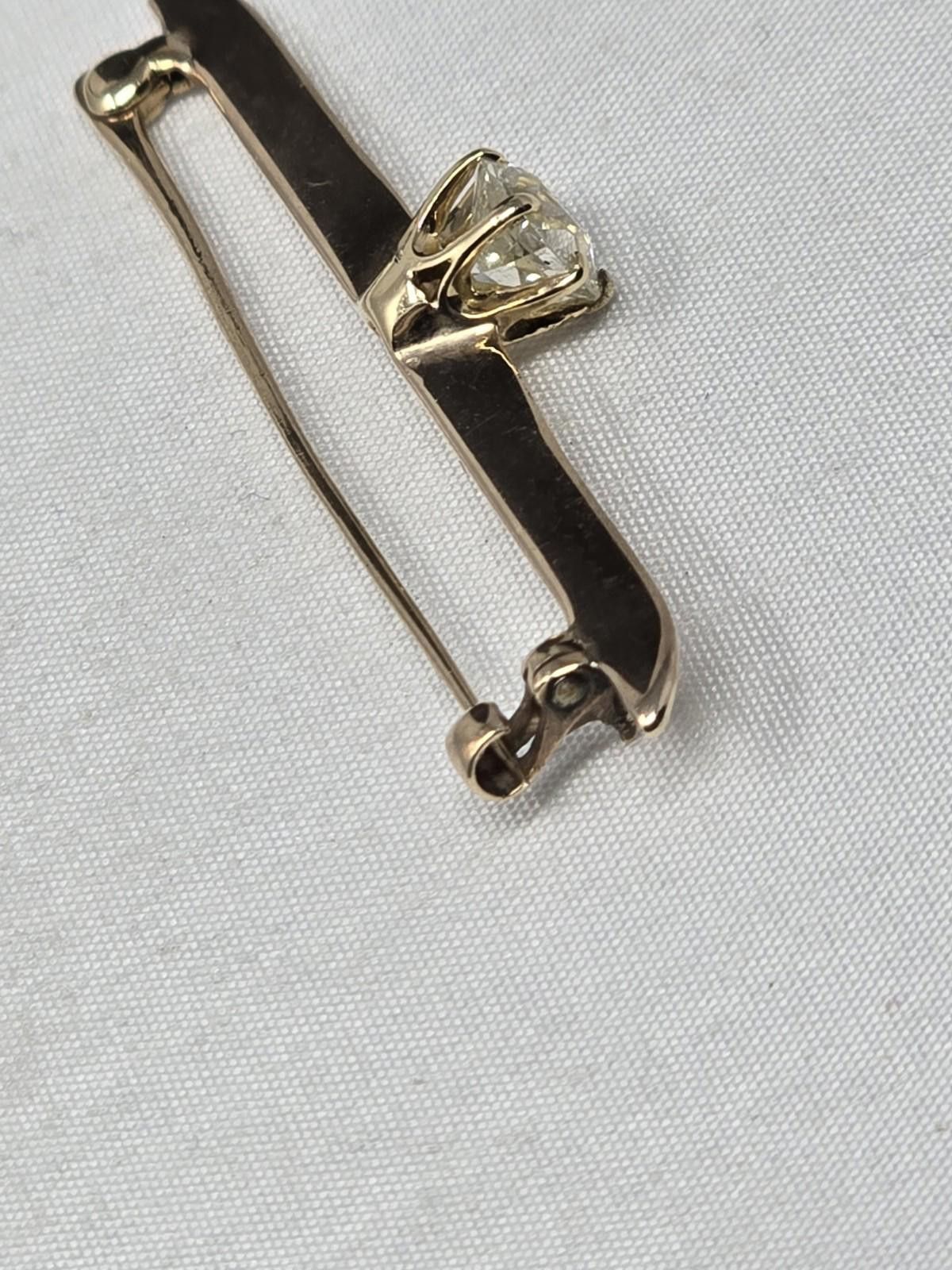 Antique Rivet ​Antique 14k Gold ~0.83ct Old European Diamond Bar Pin 2g Size ONE SIZE - 6 Thumbnail
