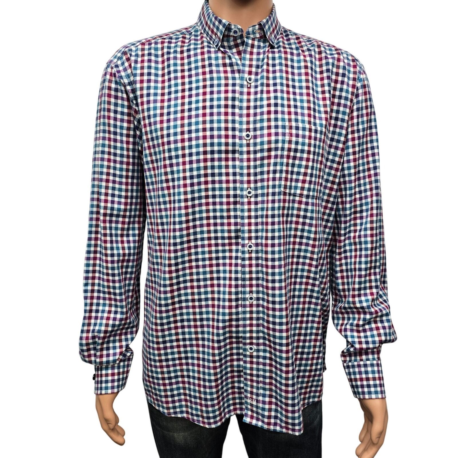 Johnston & Murphy JOHNSTON & MURPHY Shirt Men XL Contrast Flip Cuff Check Size US XL / EU 56 / 4 - 6 Thumbnail