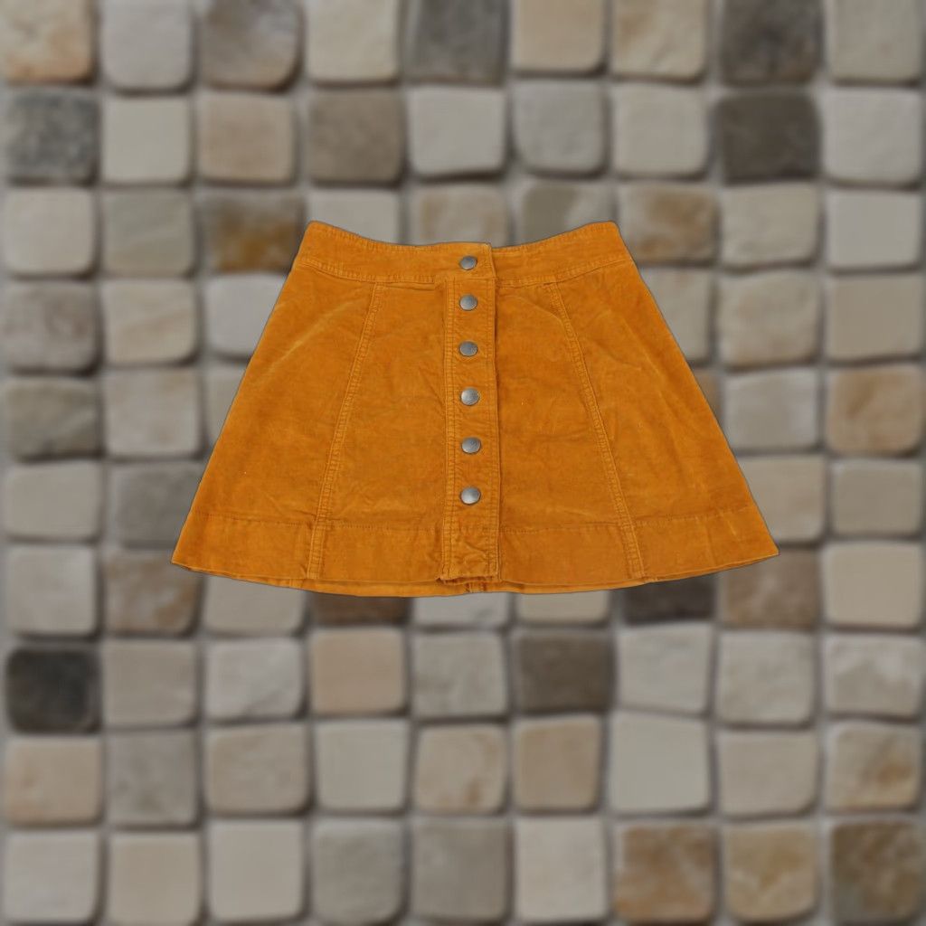 Madewell Madewell Skirt Womens 00 A-Line Short Velveteen Yellow Button Front Size 24" / US 00 / IT 34 - 1 Thumbnail