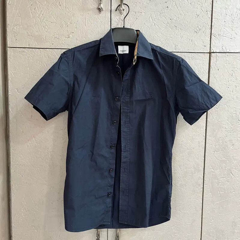 Burberry Burberry Blue Cotton Short Sleeve Shirt Size US XS / EU 42 / 0 - 1 Thumbnail