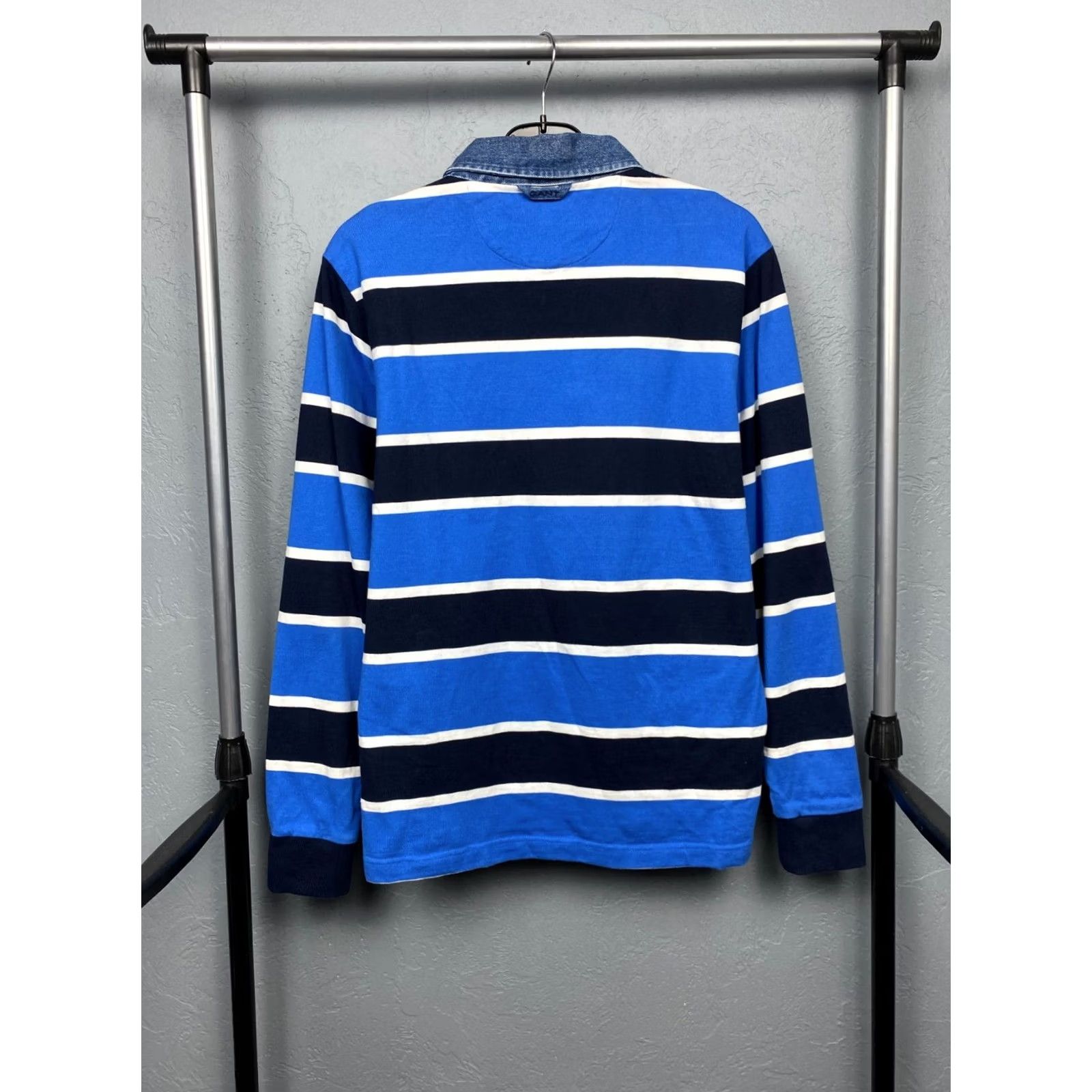 Gant Gant Rugby Long Sleeve Polo Shirt Mens M Blue Striped Vintage Size US M / EU 48-50 / 2 - 7 Thumbnail