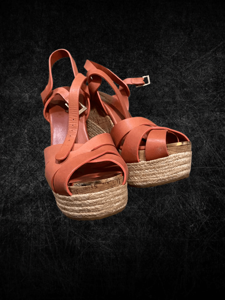Jimmy Choo JIMMY CHOO Brown Open Toe Espadrille Platform Ankle Strap Size US 7.5 / IT 37.5 - 1 Thumbnail