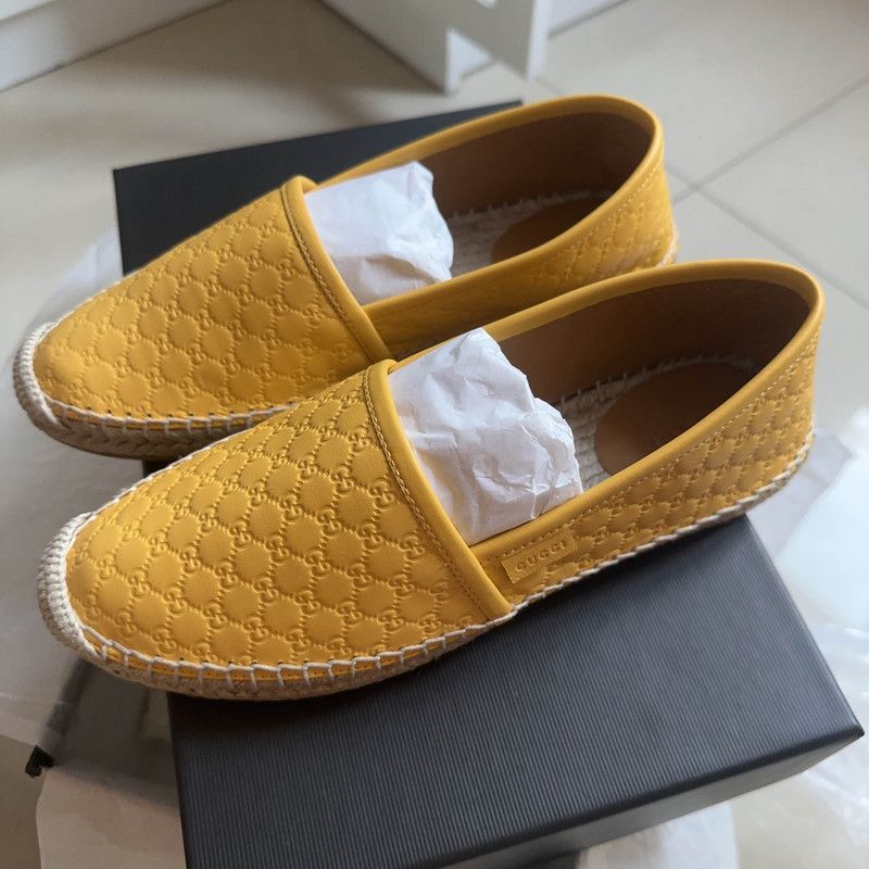 Gucci Gucci Microguccissima Leather Espadrilles in Yellow 0079 Size US 6 / EU 39 - 1 Thumbnail