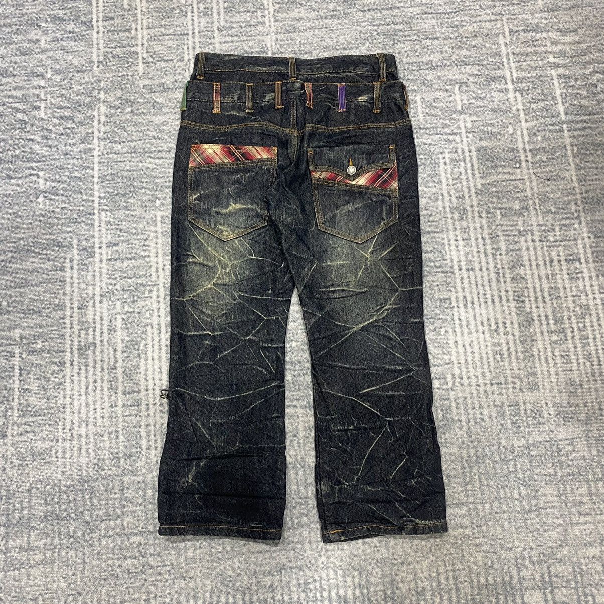 Japanese Brand × Vintage Sick☠️ Nylaus Double Waist Jeans 3Q Punk Grunge Mud Wash Size US 30 / EU 46 - 2 Thumbnail