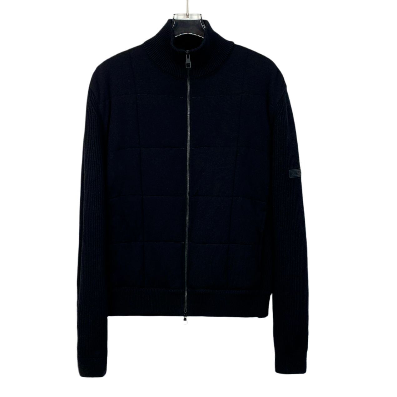 Louis Vuitton Louis Vuitton Black Wool & Silk Checkered Knit Zip-Up Jacket Size US M / EU 48-50 / 2 - 1 Thumbnail