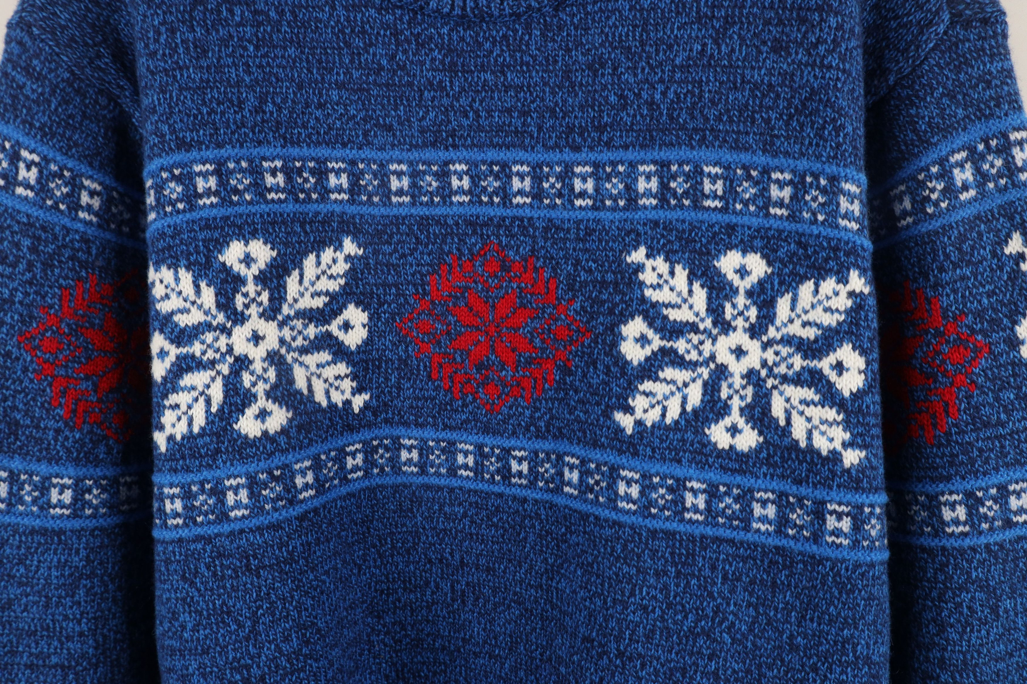 Lands' End × Vintage Vintage Lands End Fair Isle Snowflake Knit Crewneck Sweater Size US L / EU 52-54 / 3 - 4 Thumbnail