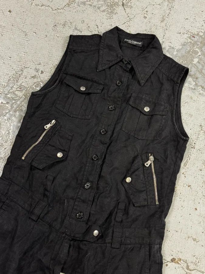 Dolce & Gabbana SS2003 Dolce & Gabbana Black Linen Millitary Combi Set Size XS / US 0-2 / IT 36-38 - 7 Thumbnail