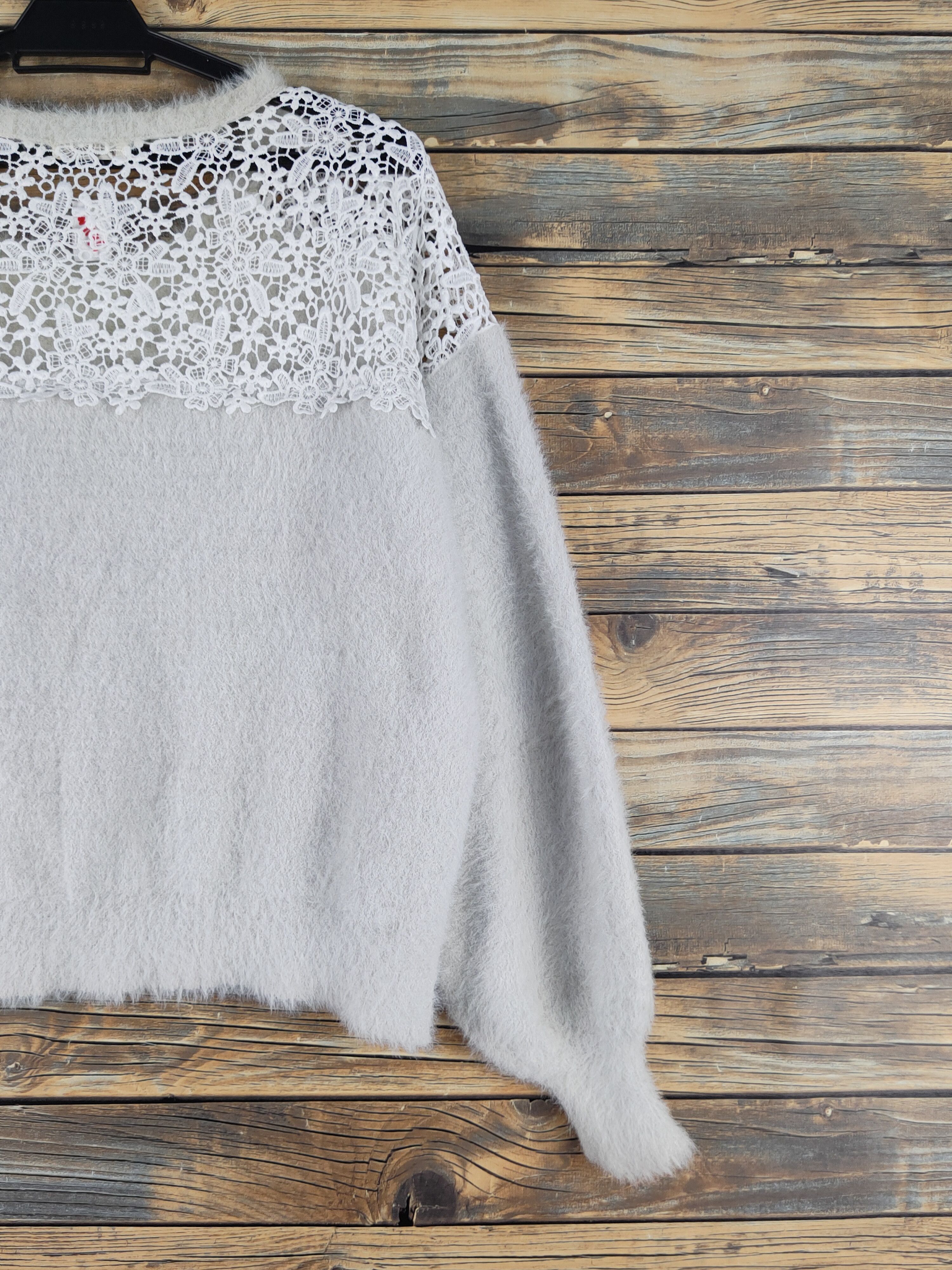 Japanese Brand Aces Femme Light Gray Shag Shaggy Fur Mohair Knitwear #W1196 Size M / US 6-8 / IT 42-44 - 9 Thumbnail