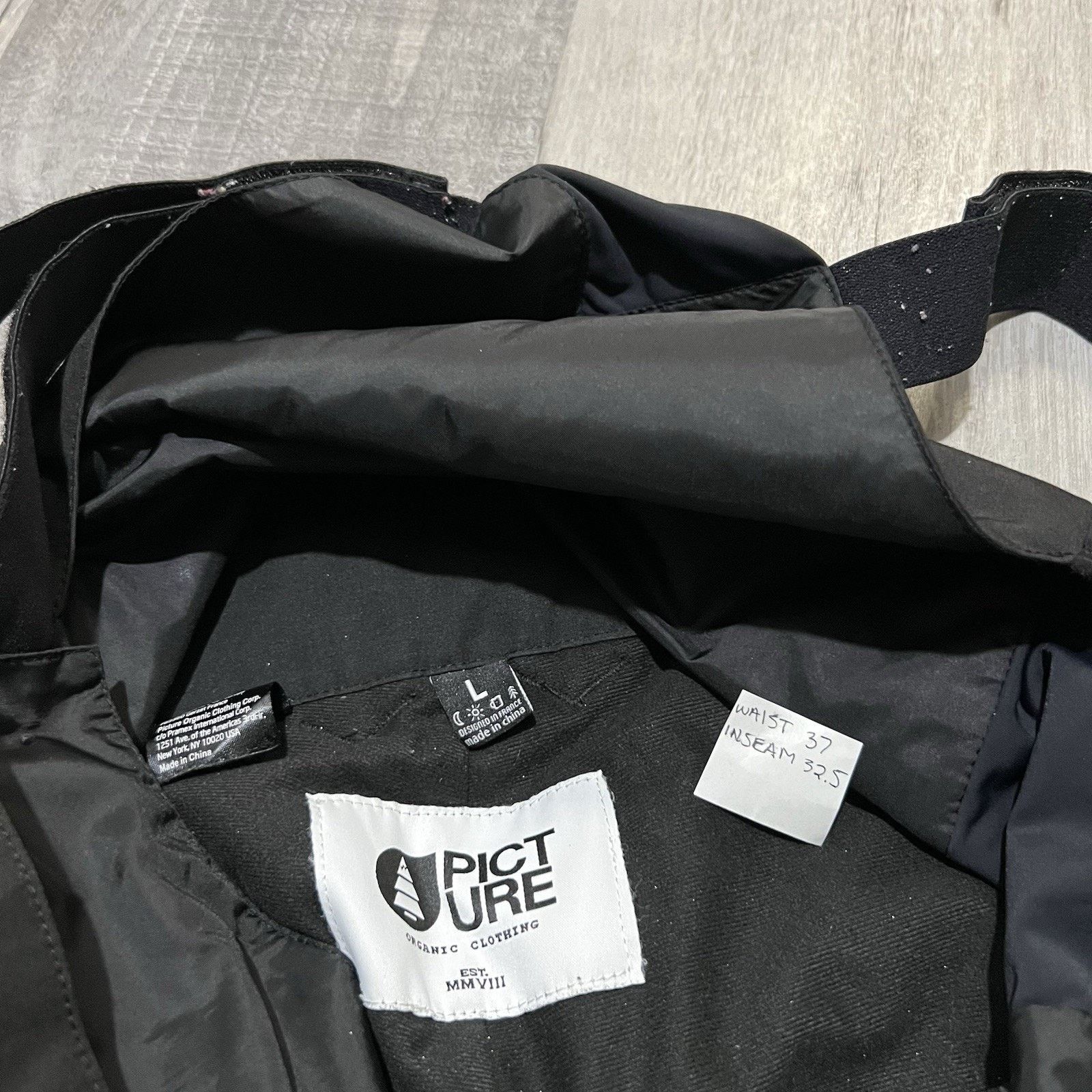 Other Picture Organic YAKOUMO Ski Bibs Black Snow Pants Outdoor Size 37" - 9 Thumbnail