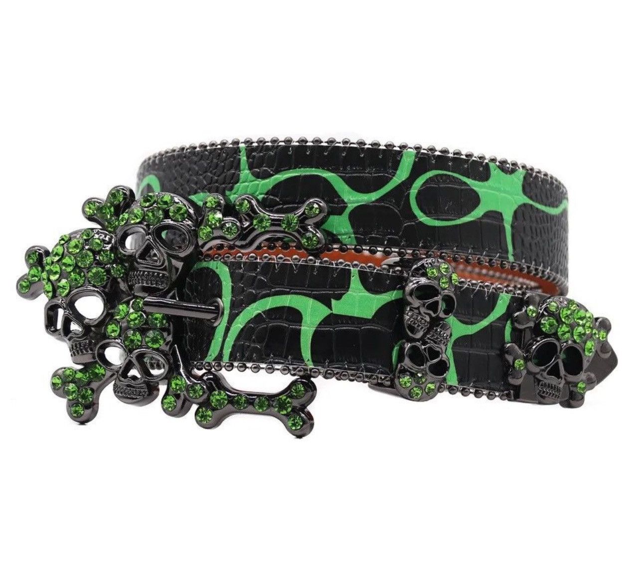 Japanese Brand × Leather Skull Western Design Crystal Studded PU Belt Size ONE SIZE - 1 Thumbnail