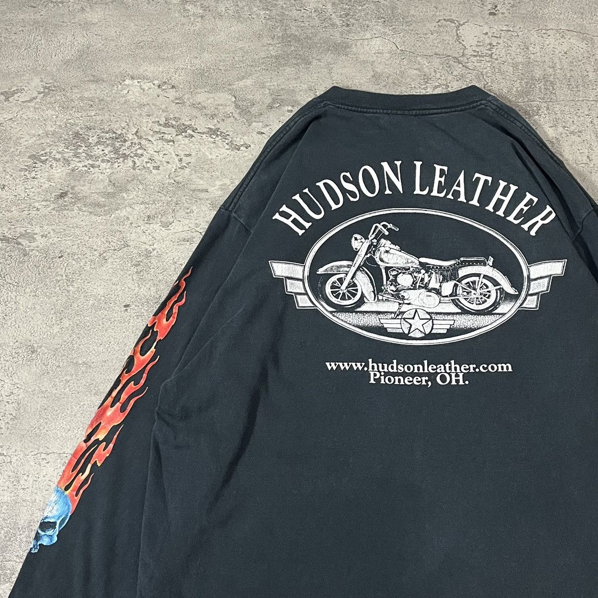 Vintage Hudson Leather FL Series Flame Sleeve Tee - Black