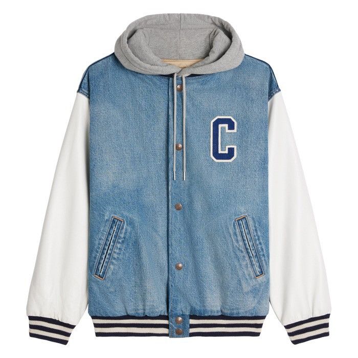 Celine Celine 24SS leather sleeve denim varsity jacket sz XS Size US XS / EU 42 / 0 - 2 Thumbnail