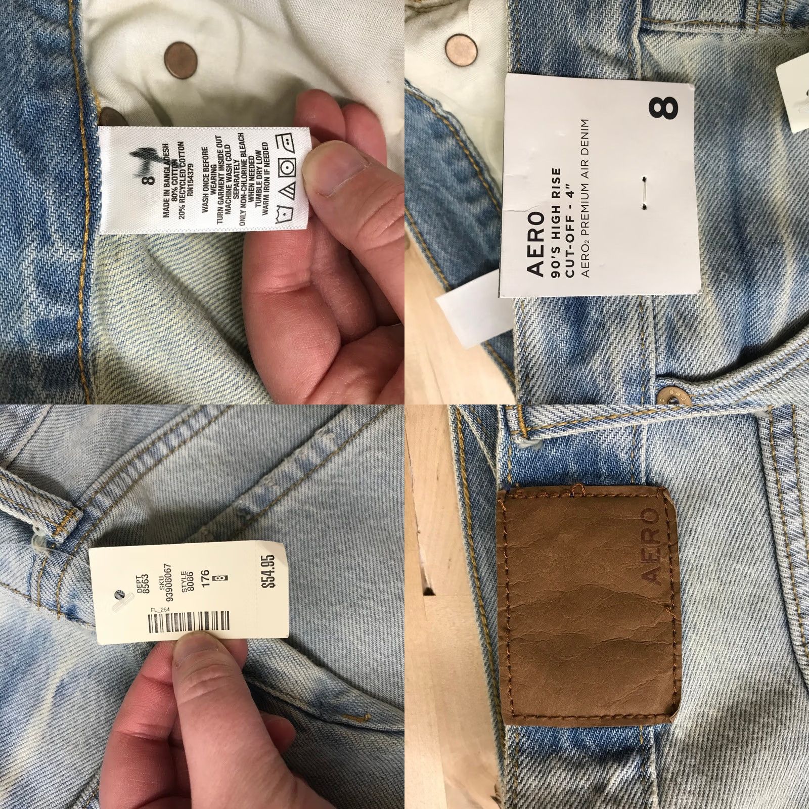Vintage AERO 889 Women High Rise Cut-Off Denim Shorts Size 8 Distressed Frayed Blue Front Flat Button Fly 5-Pocket Casual Summer Size 30" / US 8 / IT 44 - 8 Thumbnail