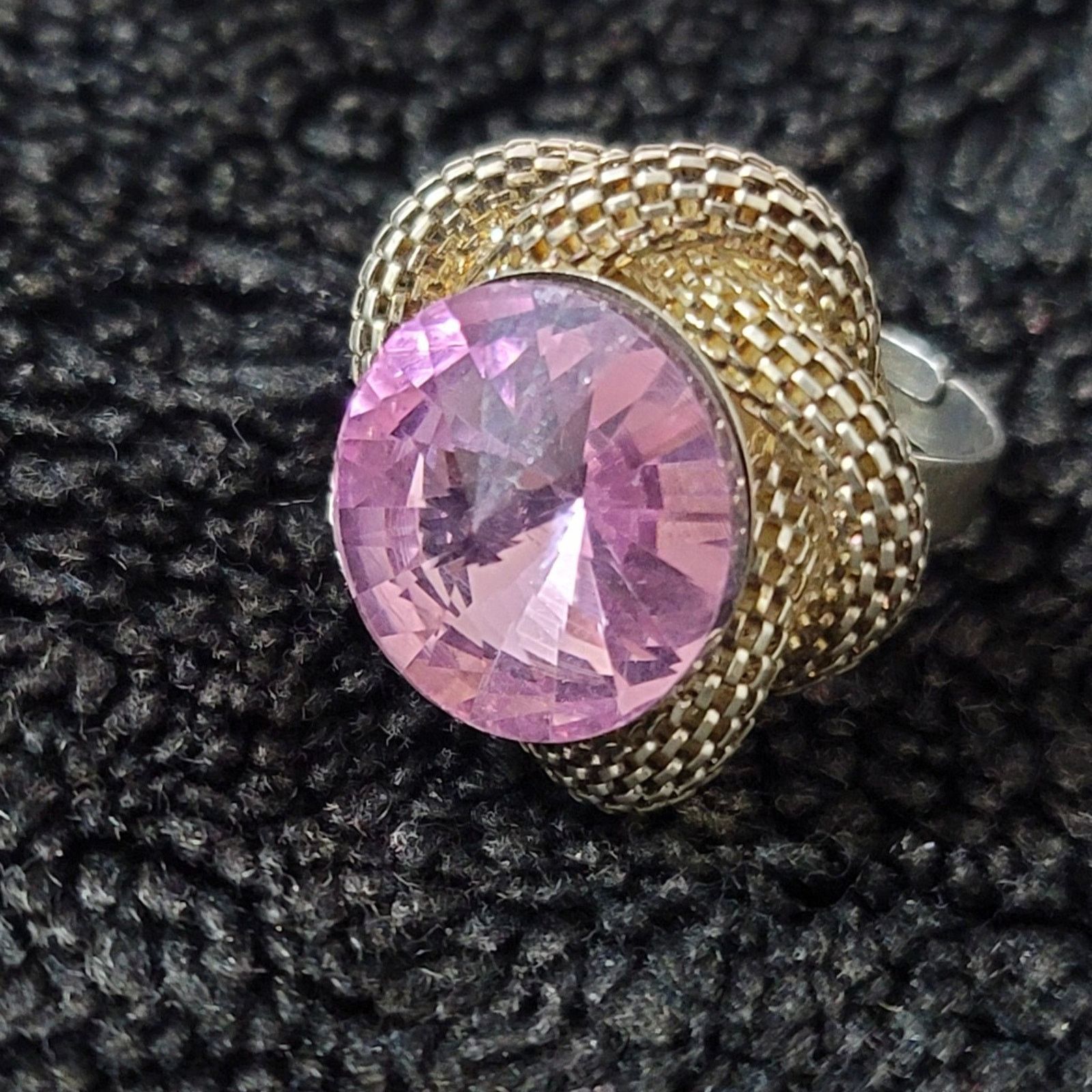 The Unbranded Brand Vtg Silver Tone Faux Amethyst Gemstone Ring Size ONE SIZE - 6 Thumbnail