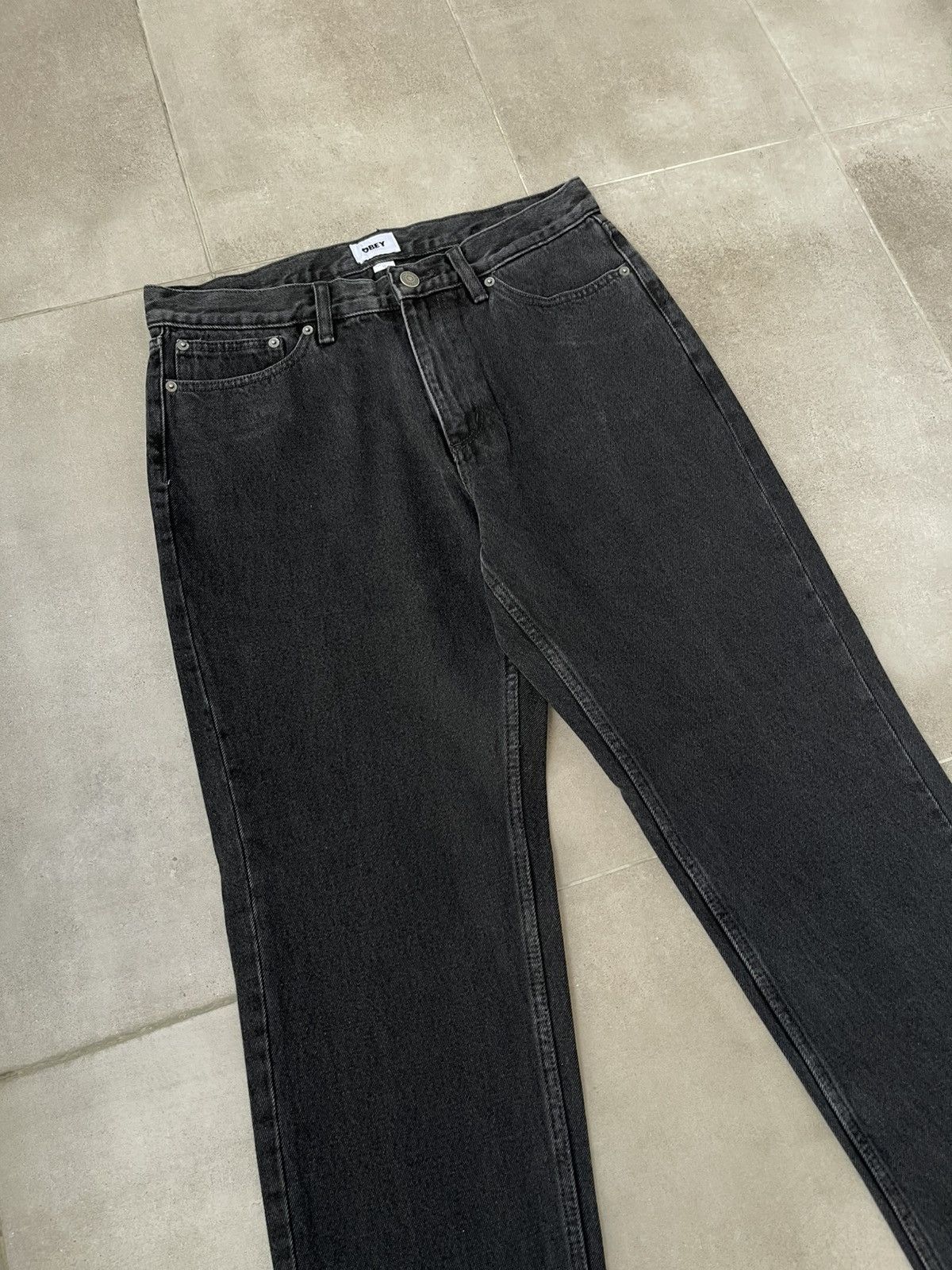 Acne Studios !DS! SS23 Obey Black Washed Loose Leg Denim Work Pants Size US 32 / EU 48 - 6 Thumbnail