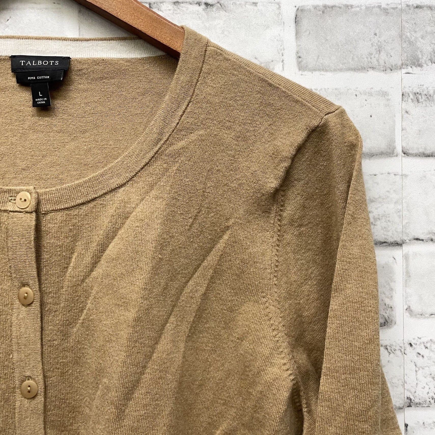 Talbots VINTAGE Talbots Women's Sweater Pullover Brown Cotton Button-Down Size Large NWOT Size L / US 10 / IT 46 - 2 Thumbnail