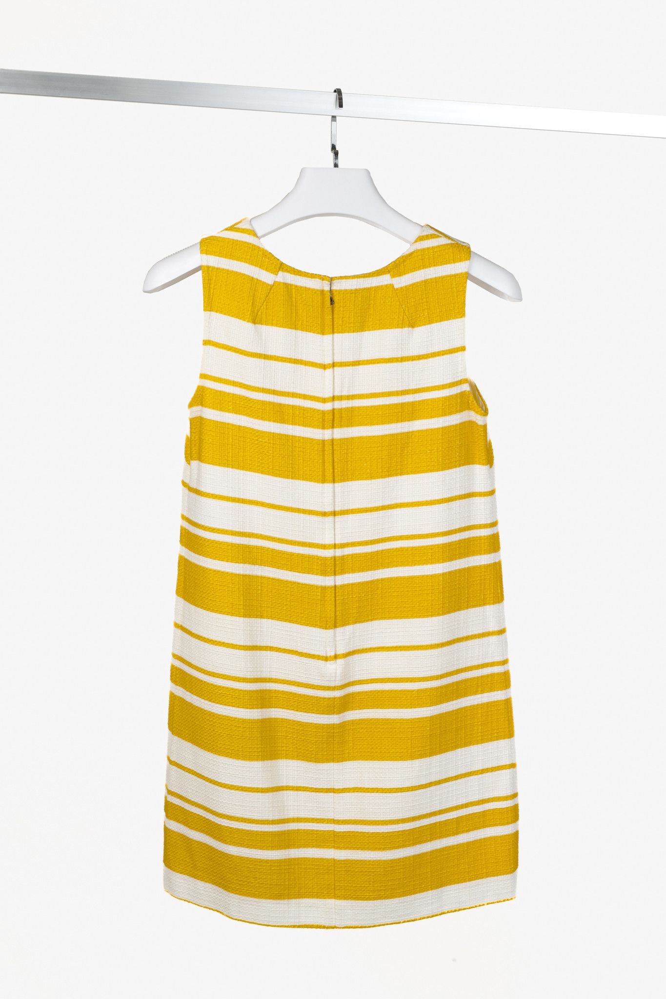 Dolce & Gabbana Dolce & Gabbana Yellow and White Striped Jacquard Mini Dress Size M / US 6-8 / IT 42-44 - 2 Thumbnail