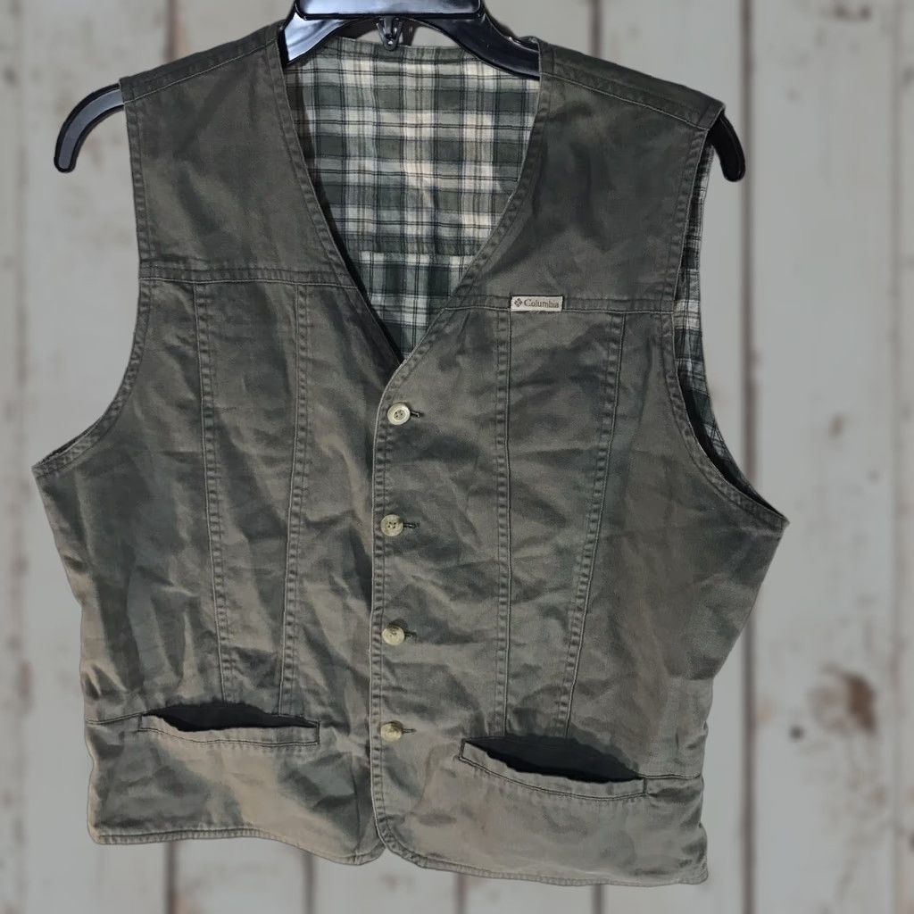 Vintage Vintage Columbia Reversible Vest Women’s Size L Green/Plaid Casual Workwear Cotton Size L / US 10 / IT 46 - 1 Thumbnail