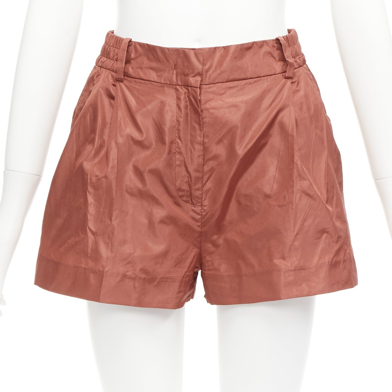 Valentino VALENTINO 2021 Piccioli 100% silk brick red high waisted dress shorts IT36 XXS Size 25" / US 0 / IT 36 - 1 Thumbnail