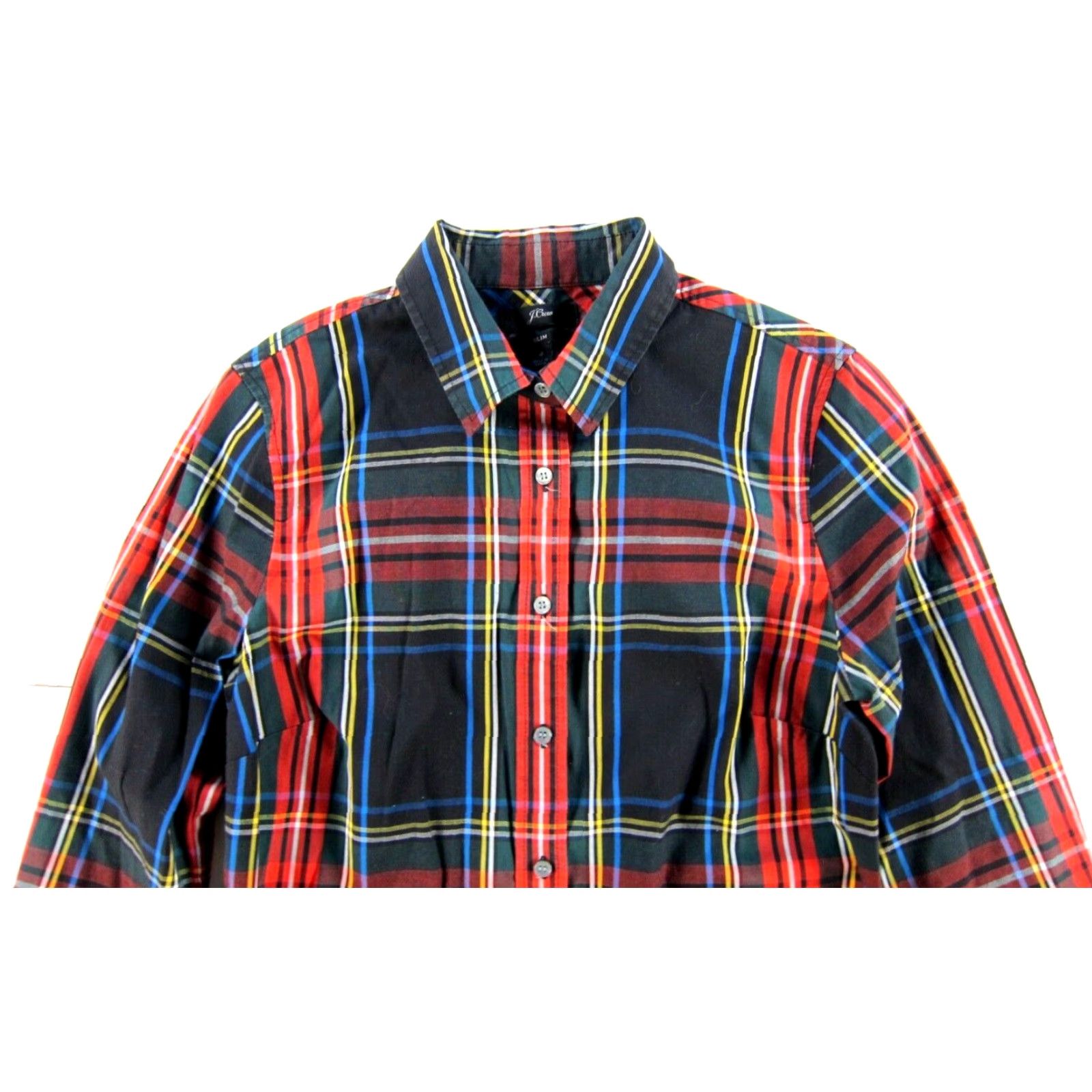 J.Crew VINTAGE J.Crew Cotton Black Green Red Plaid Collar Button Up Long Sleeve Slim Shirt 4 Size S / US 4 / IT 40 - 4 Thumbnail