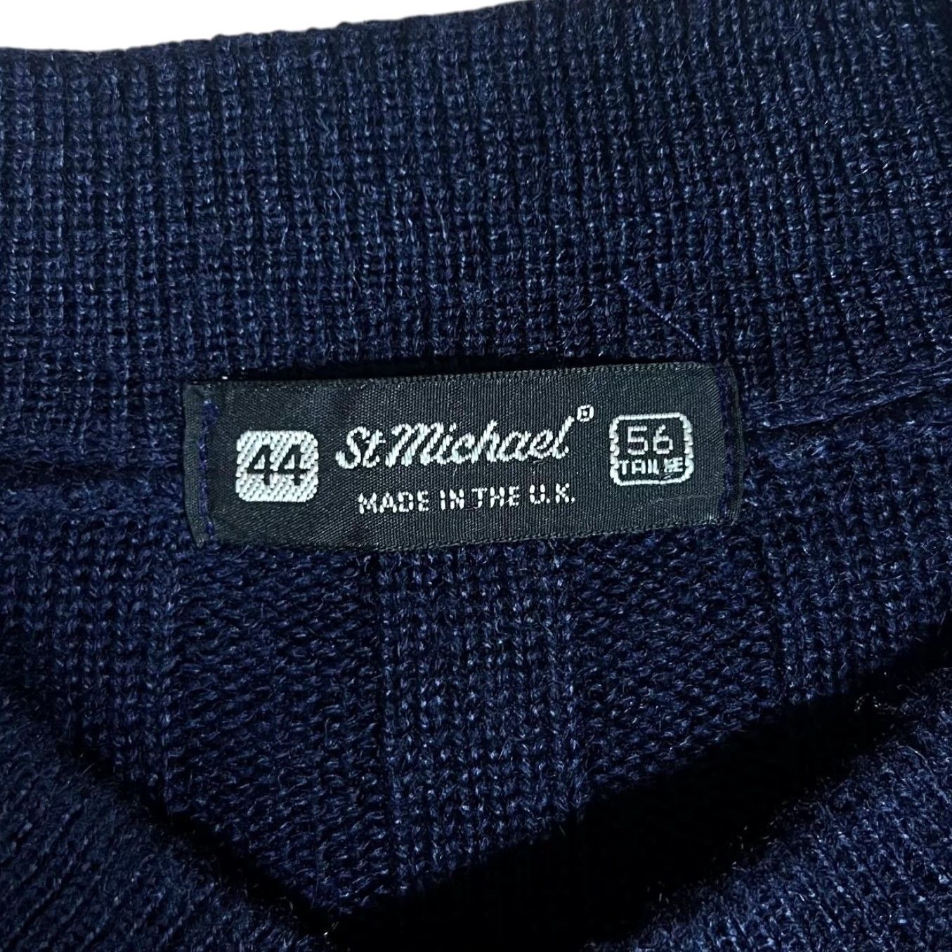 Marks & Spencer VINTAGE ST MICHAEL Marks & Spencer Cable Knit Jumper Mens Large 44 Navy Blue Wool Acrylic Knit Pullover 90s Size US L / EU 52-54 / 3 - 5 Thumbnail