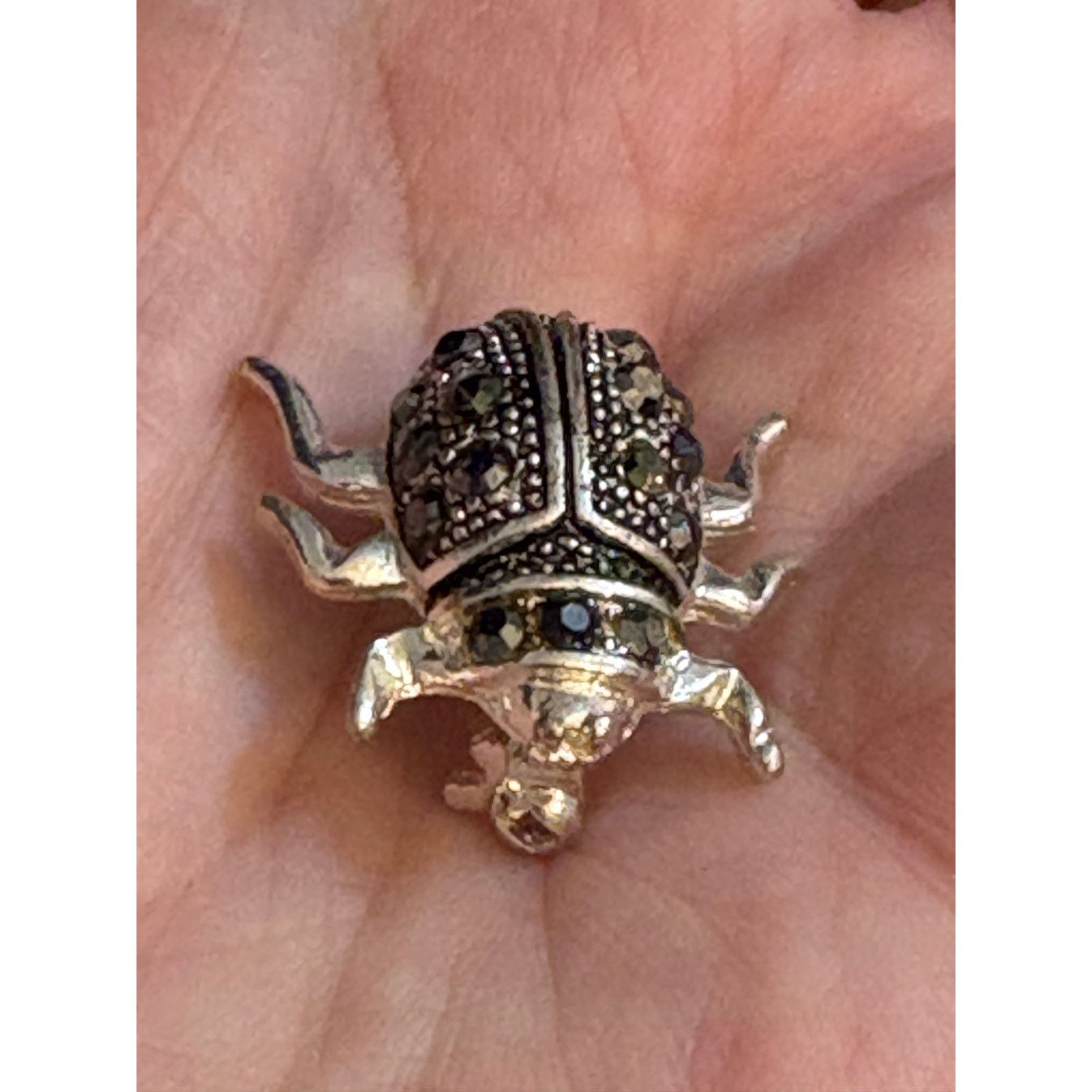 Other Vintage Beetle Bug Brooch Silver Tone Marcasite Style Size ONE SIZE - 2 Thumbnail