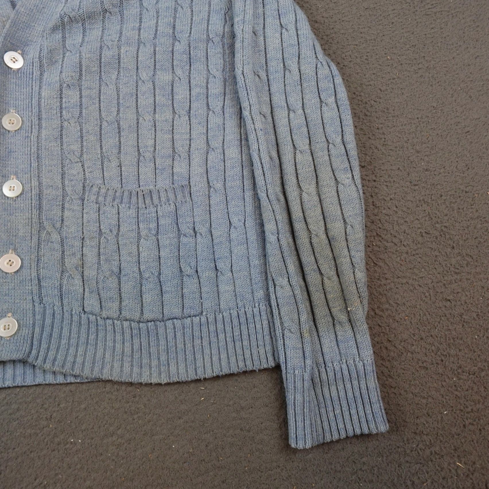 Vintage VINTAGE Cabot Sweater Mens Medium Blue Cable Knit Cardigan Made Taiwan ROC Mens Knit Cardigan Size US M / EU 48-50 / 2 - 2 Thumbnail