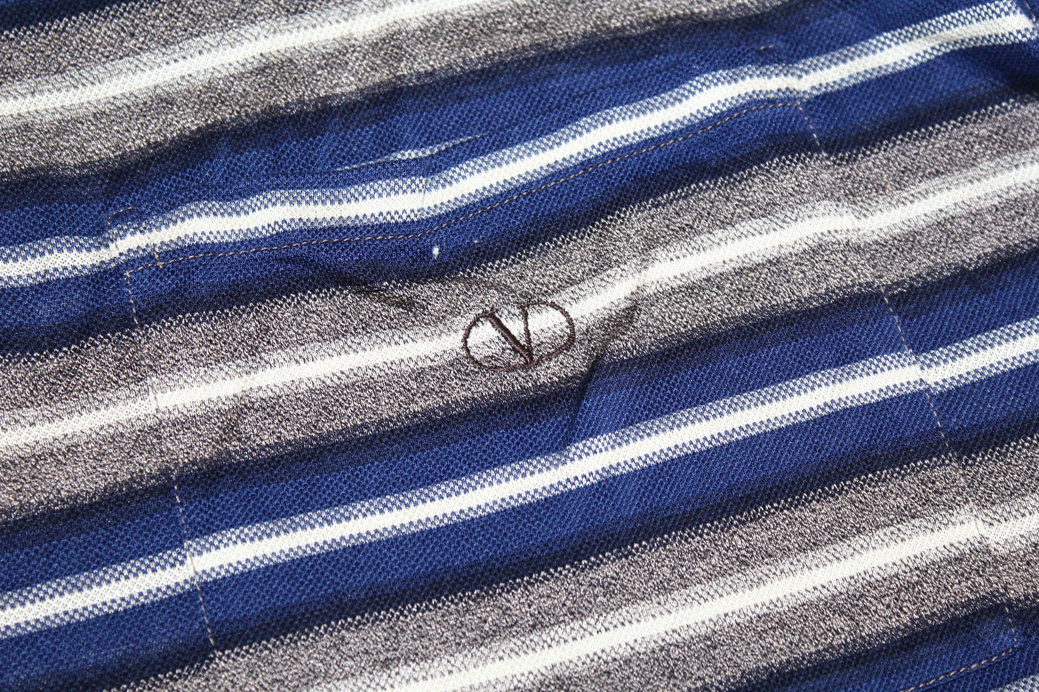 Valentino Valentino Studio Signatured Striped Cotton Pique Polo Shirt Size US XL / EU 56 / 4 - 4 Thumbnail