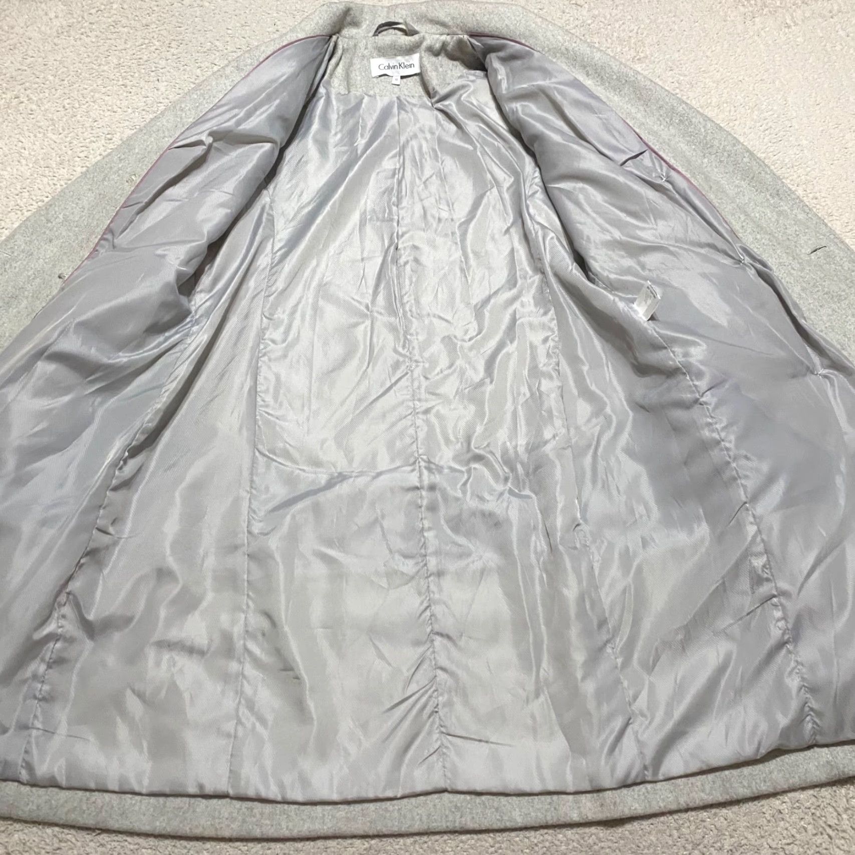 Calvin Klein Calvin Klein Womens sz 10 Coat Gray Wool Blend Double Breasted Button Up Size L / US 10 / IT 46 - 5 Thumbnail