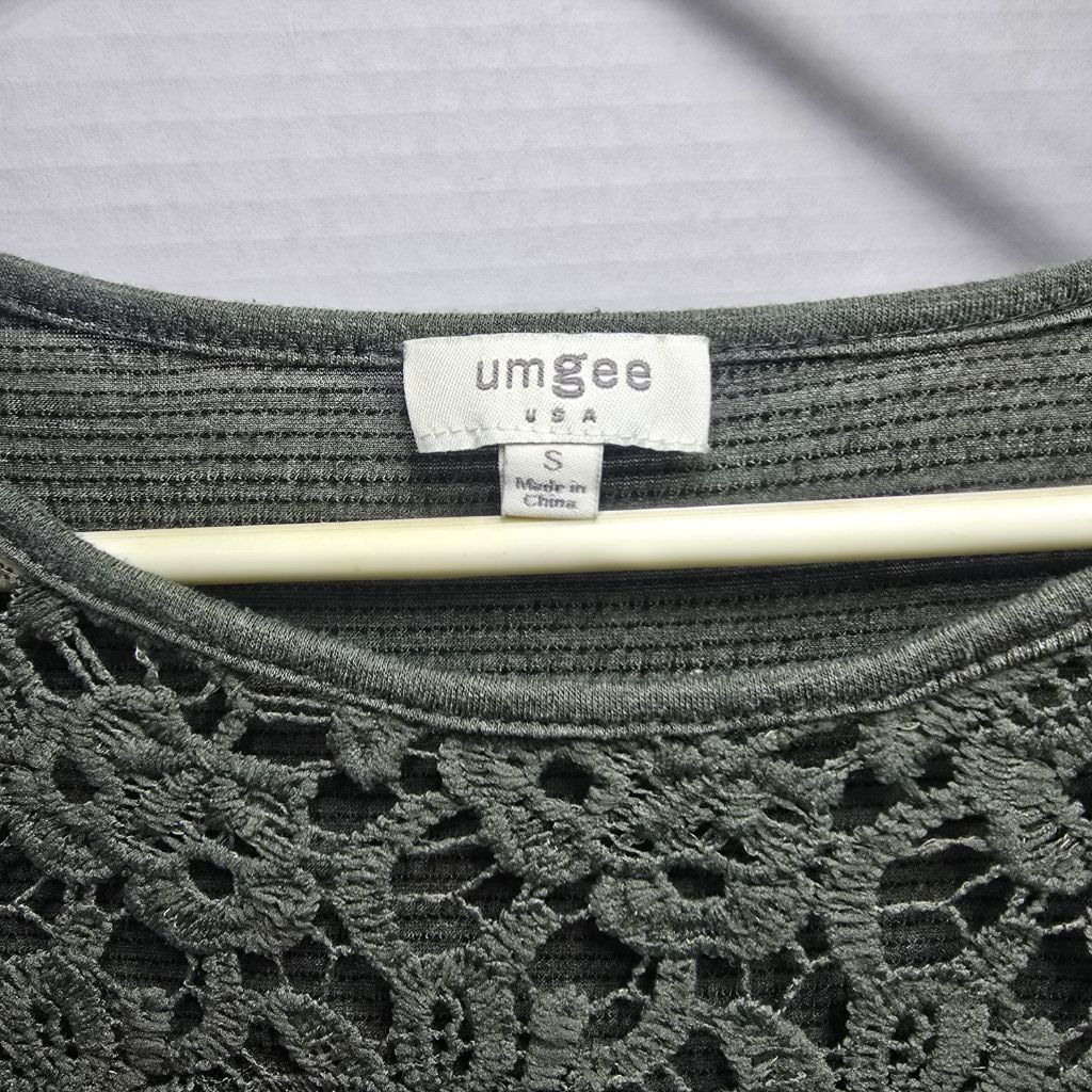 The Unbranded Brand Women's Umgee Long Sleeve Tee S Green Crochet Yoke Size S / US 4 / IT 40 - 3 Thumbnail