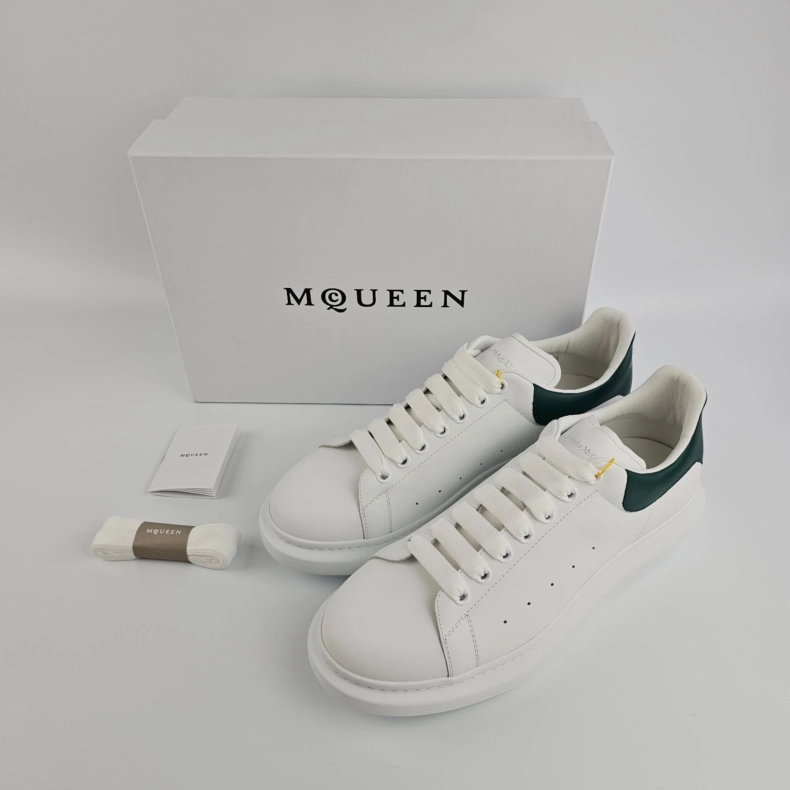 MCQUEEN Oversized $590 Men's Wht/Grn Lthr Sneakers