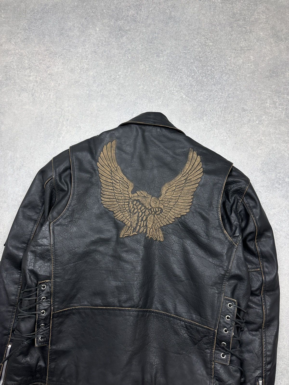 Japanese Brand × Vintage Vintage Leather Biker Jacket Eagle Embroidery Dirty-12 Size US XL / EU 56 / 4 - 11 Thumbnail