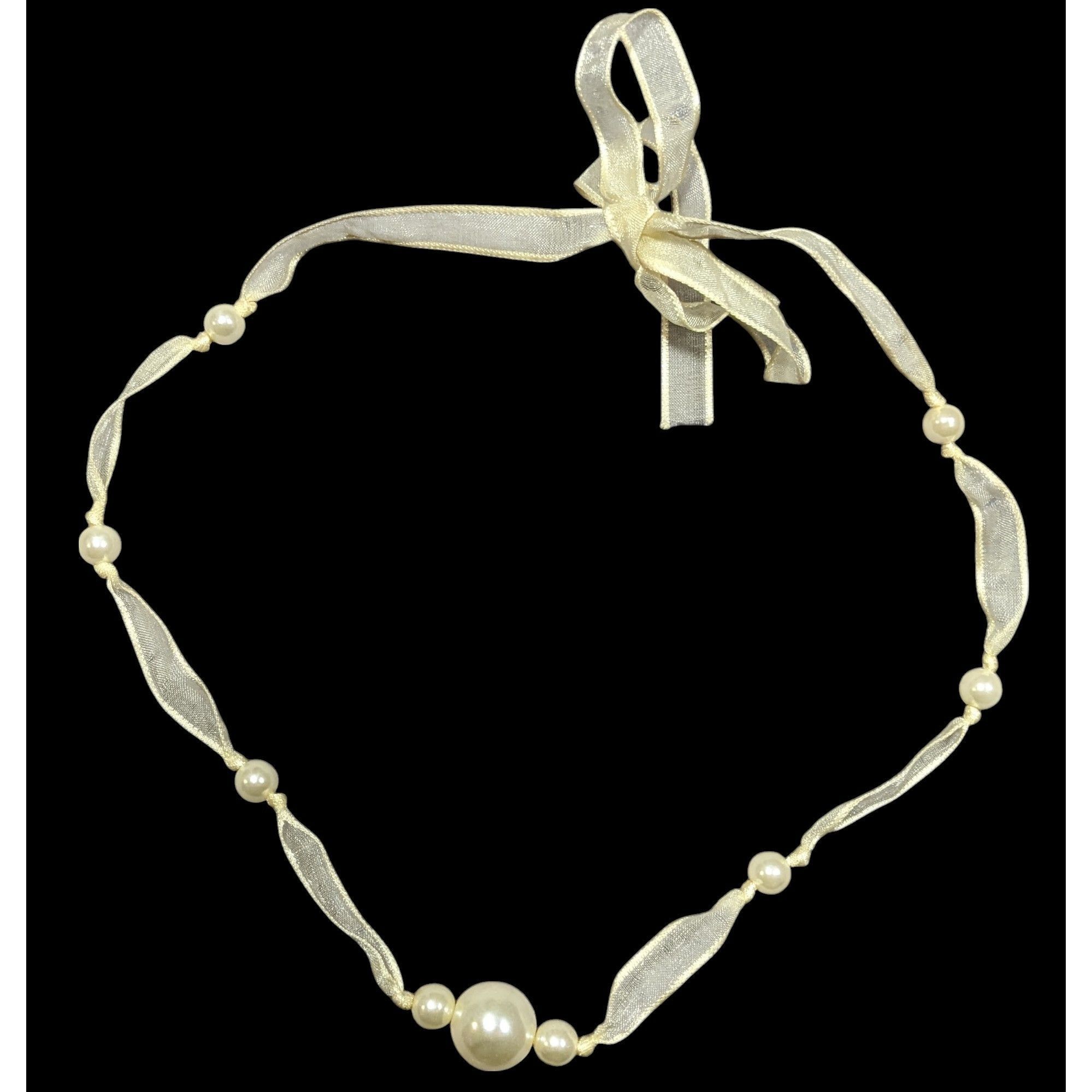 Other Coquette Pearl Ribbon Tie On Station Necklace Size ONE SIZE - 1 Thumbnail
