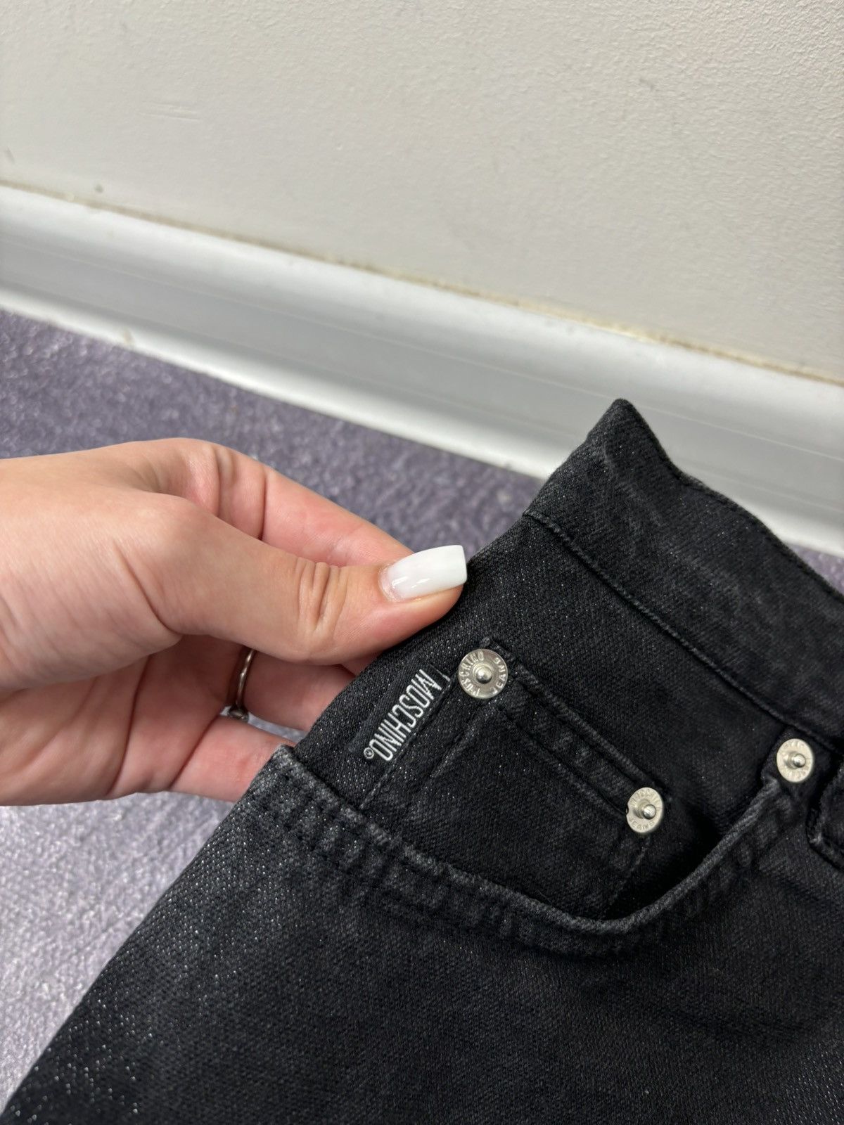 Moschino Vintage Moschino Women’s Skinny Fit Luxury Black Denim Jeans Size 29" - 6 Thumbnail