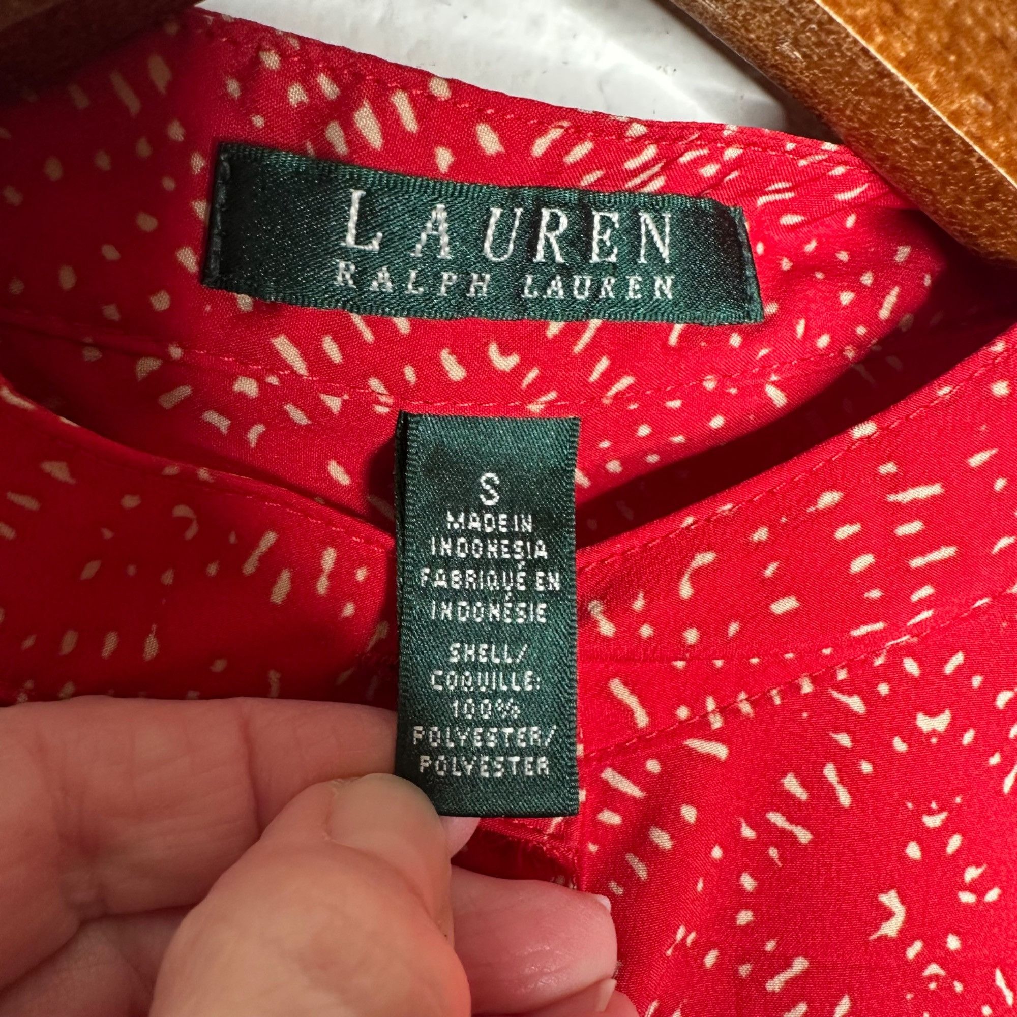 Lauren Ralph Lauren Lauren Ralph Lauren Red Speckled collarless pullover blouse Size S / US 4 / IT 40 - 6 Thumbnail