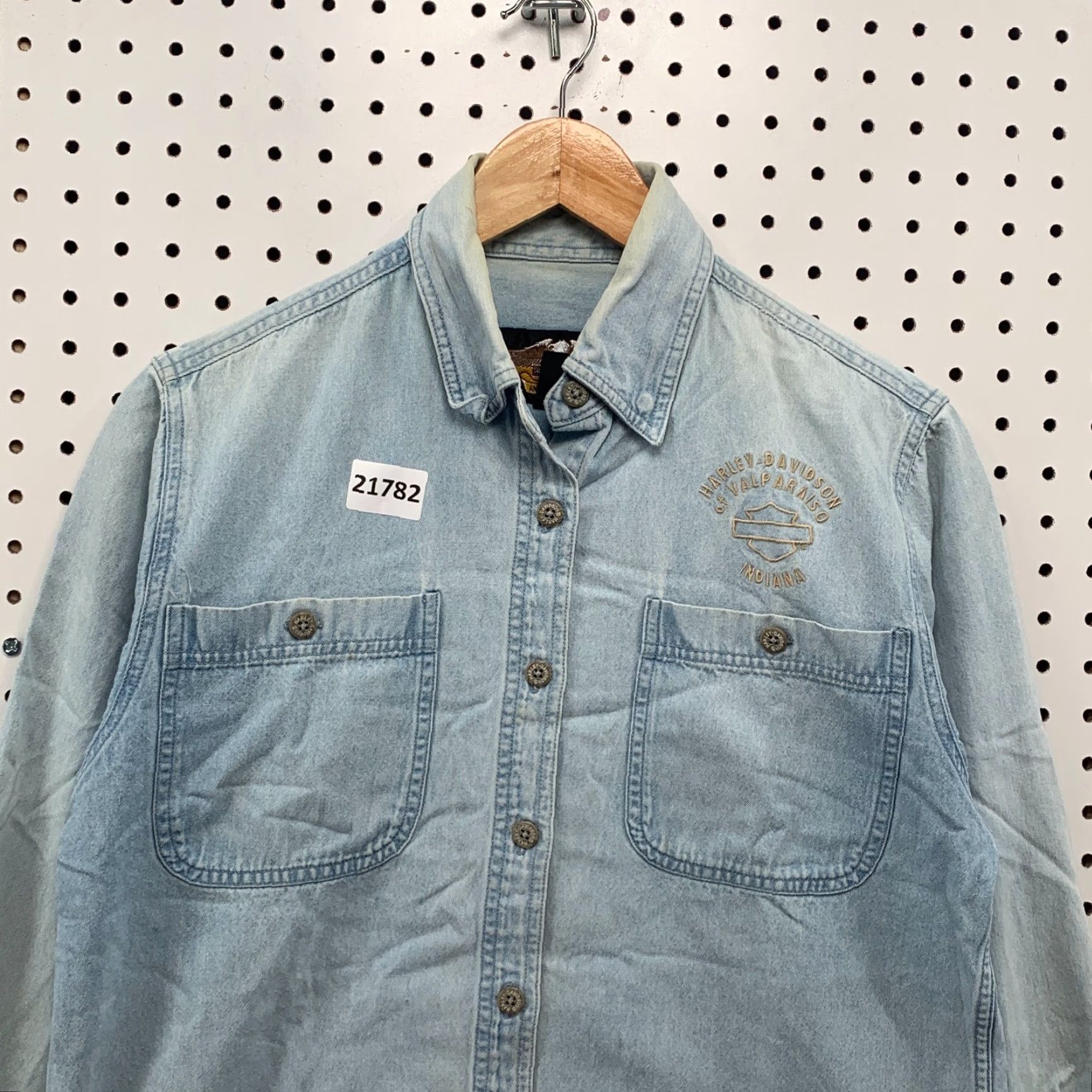 Harley Davidson VINTAGE Harley-Davidson Button-Up Shirt Denim Blue Adult Small Embroidered Motorcycle 90s Mens Size US S / EU 44-46 / 1 - 7 Thumbnail
