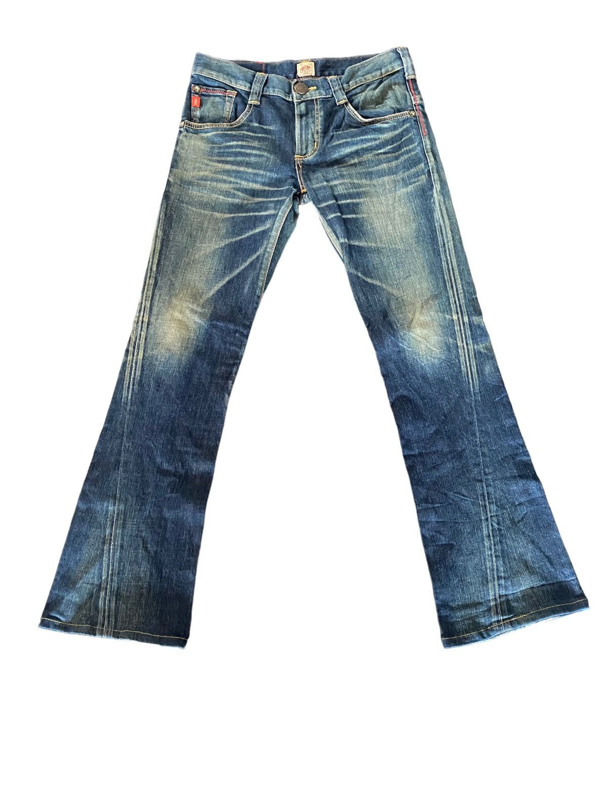 Edwin 🔥FLARE🔥🔥Vintage Edwin Blue Trip Leather Pocket Style Size US 32 / EU 48 - 2 Thumbnail