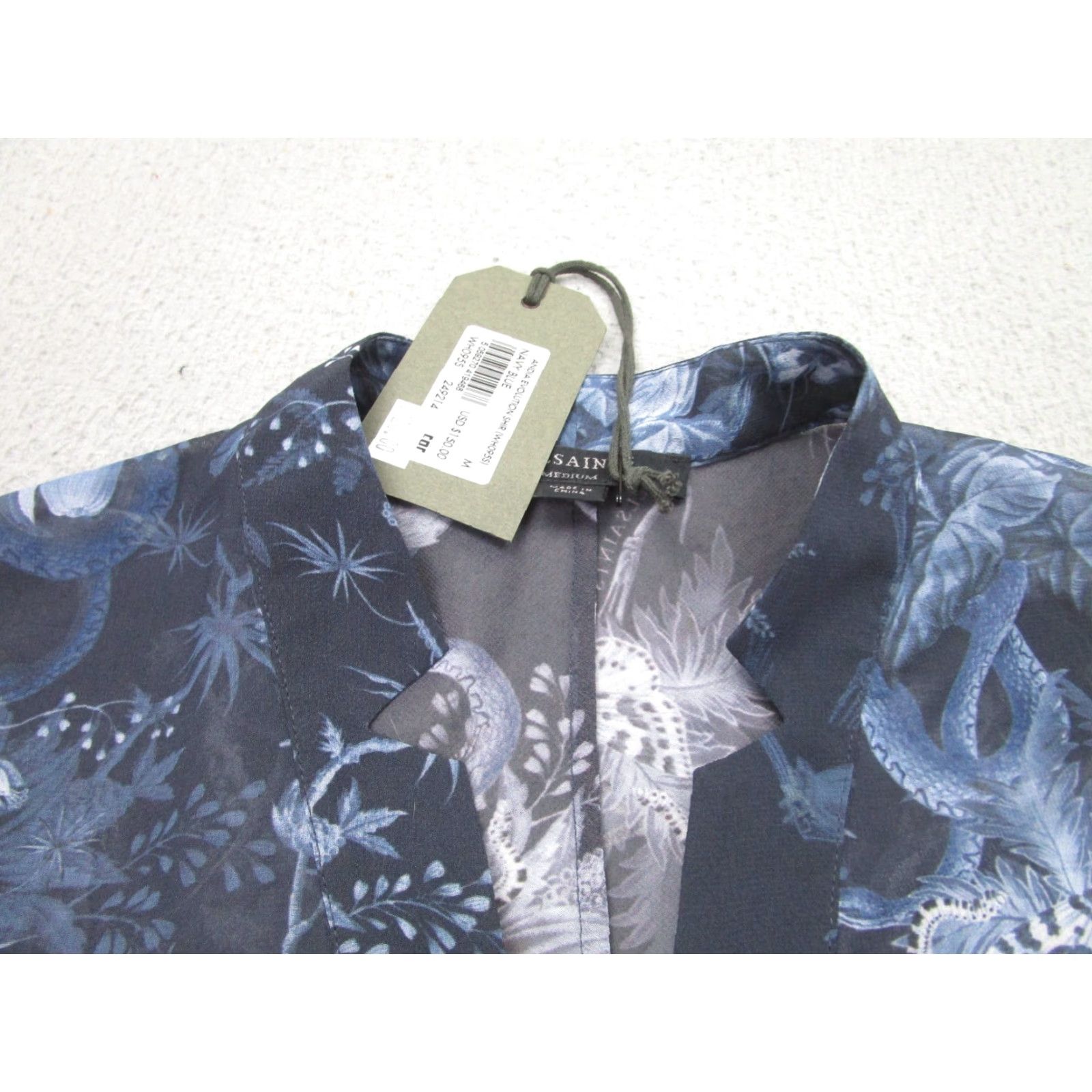 Allsaints AllSaints Shirt Womens M AllOver Flora Sheer Chiffon V-Neck Blue long Sleeve Blouse M Women Size M / US 6-8 / IT 42-44 - 6 Thumbnail