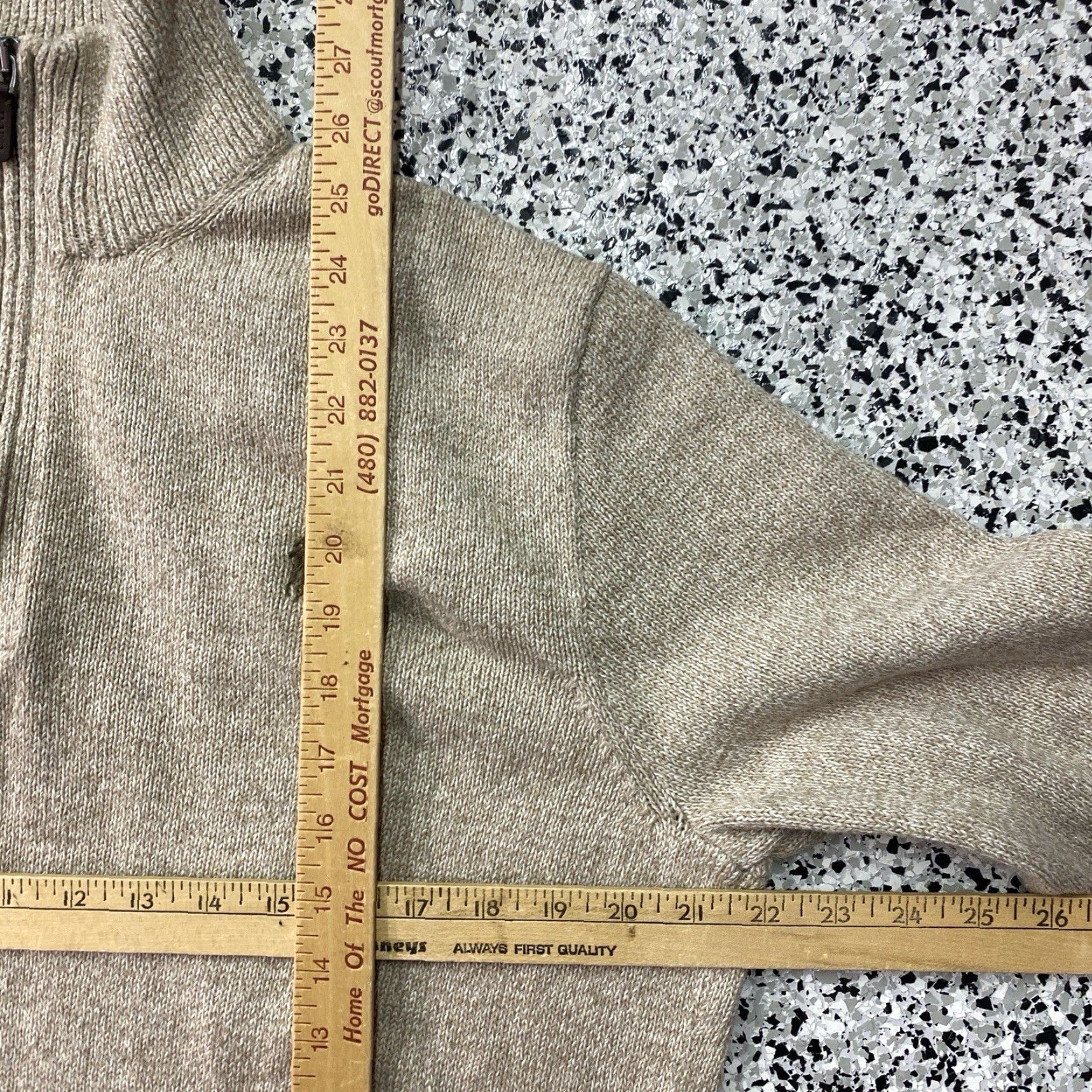 Polo Ralph Lauren Polo Ralph Lauren Sweater Mens L Beige 1/4 Zip Knit Mock Neck Golf Pullover Regular Fit Knitwear - Wool/Cotton Size US L / EU 52-54 / 3 - 3 Thumbnail