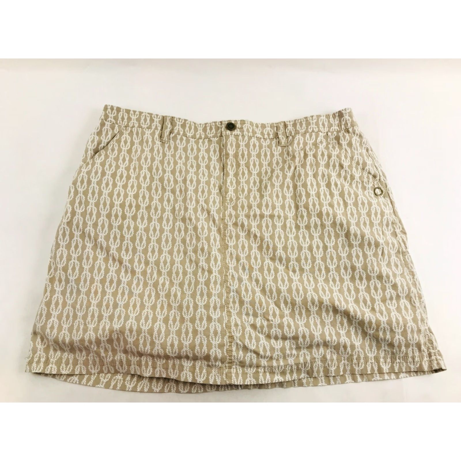 Croft & Barrow Croft & Barrow Skirt Women's Plus Size 18 Stretch Tan White Rope Knot Skort Size 40" / US 18 - 2 Thumbnail