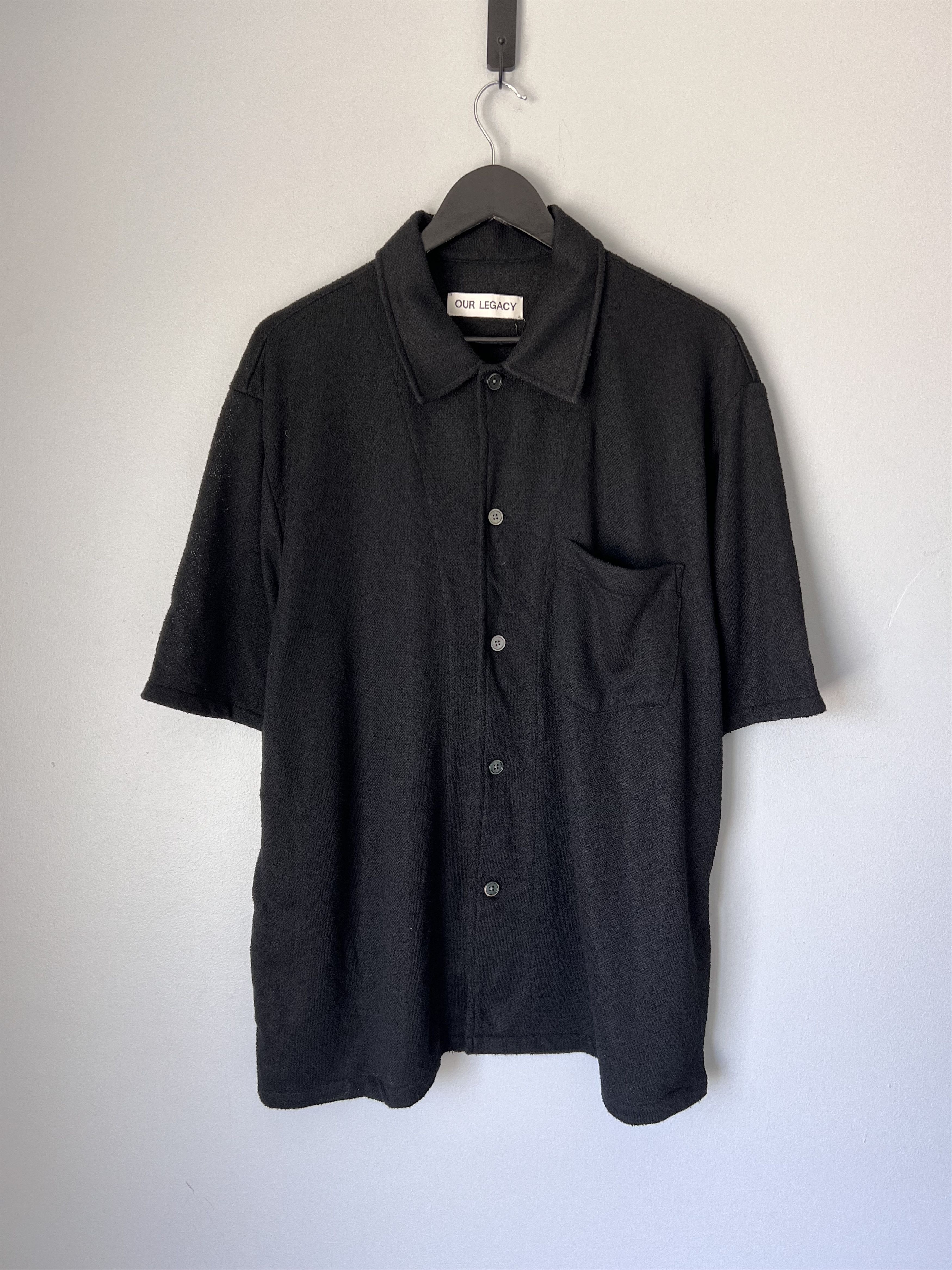 Our Legacy Our Legacy Box Shirt in Black Boucle Size US M / EU 48-50 / 2 - 1 Thumbnail
