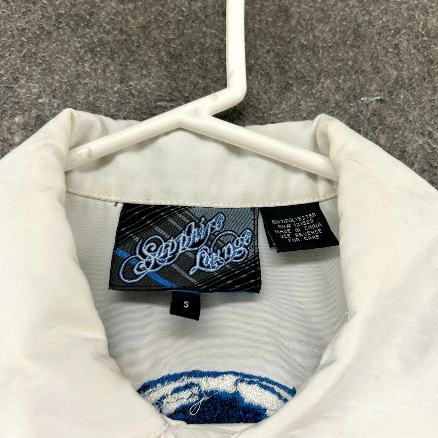 Vintage VINTAGE Sapphire Lounge Shirt Mens S Blue White Button Up AOP Flames Y2K Hawaiian 90s Mens Shirt Size US S / EU 44-46 / 1 - 4 Thumbnail