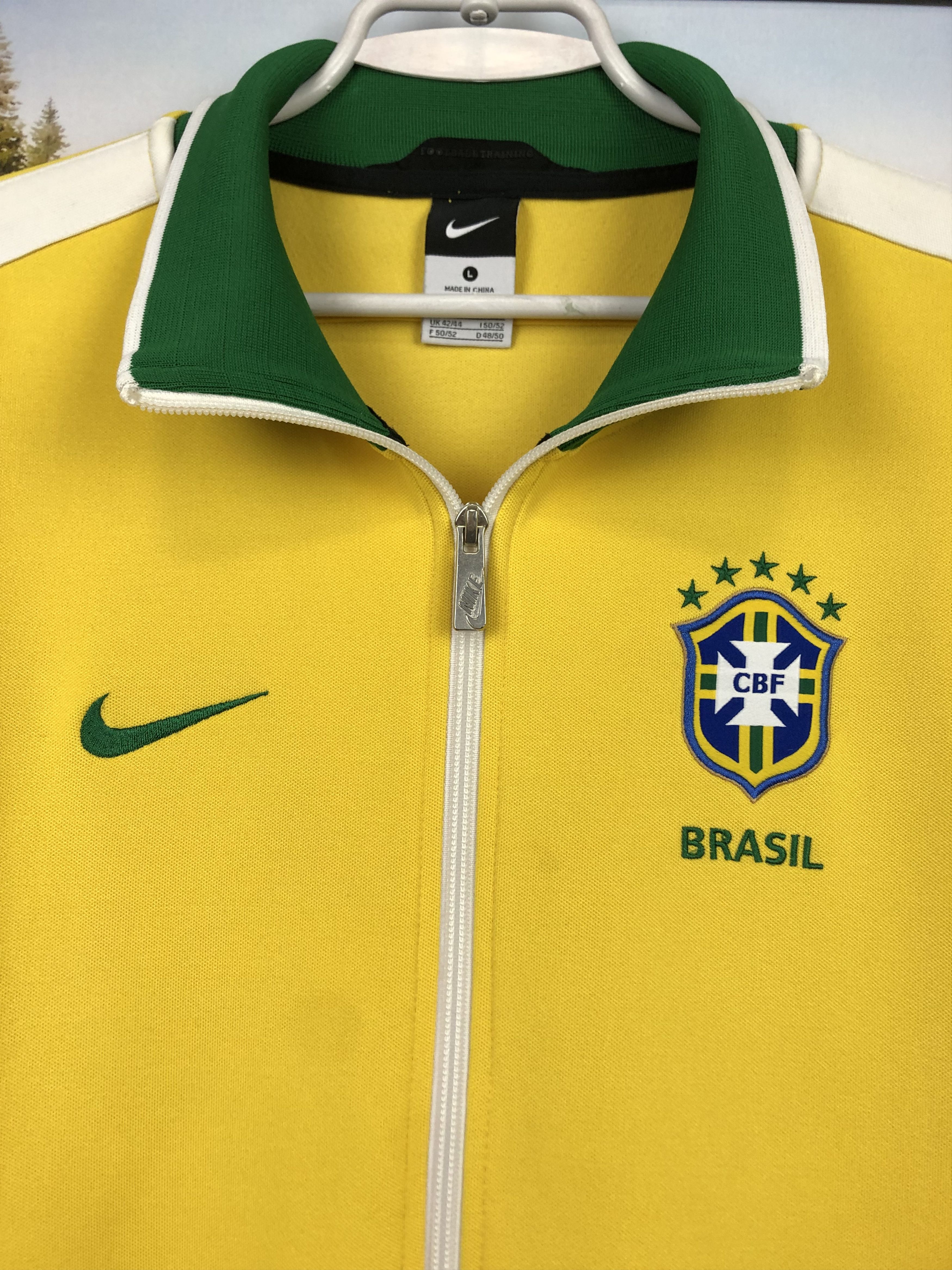Nike Nike Brazil Football Jacket Yellow Soccer Track Top Zip Size US L / EU 52-54 / 3 - 3 Thumbnail