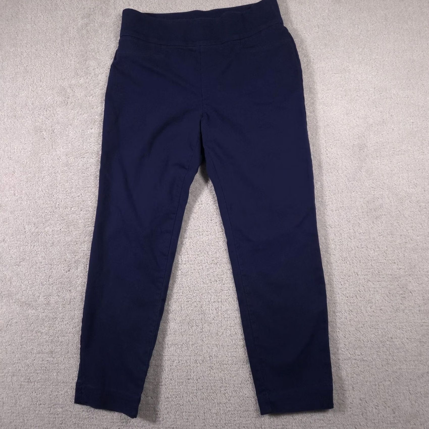 Vintage St. Johns Bay Pants Womens 8 Navy Ankle Pull On Stretch Chino Casual Pants Women's Navy Blue Ankle 8 Size 30" / US 8 / IT 44 - 2 Thumbnail