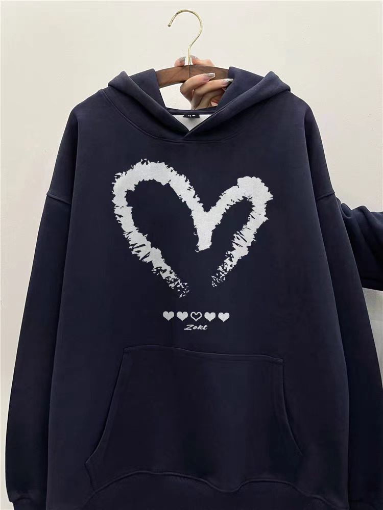 Designer × Japanese Brand Hip Hop Love Print Thickened Loose Hooded Sweatshirt Size US L / EU 52-54 / 3 - 1 Thumbnail