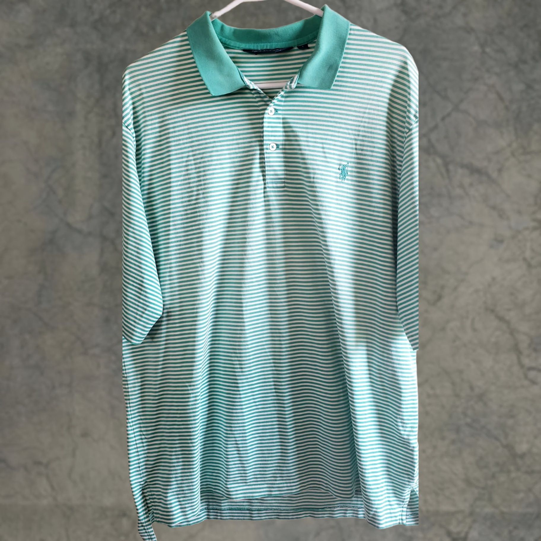 Vintage Polo Golf Polo Shirt L Green Stripe Short Sleeve Pima Cotton Mens Classic Fit Size US L / EU 52-54 / 3 - 1 Thumbnail