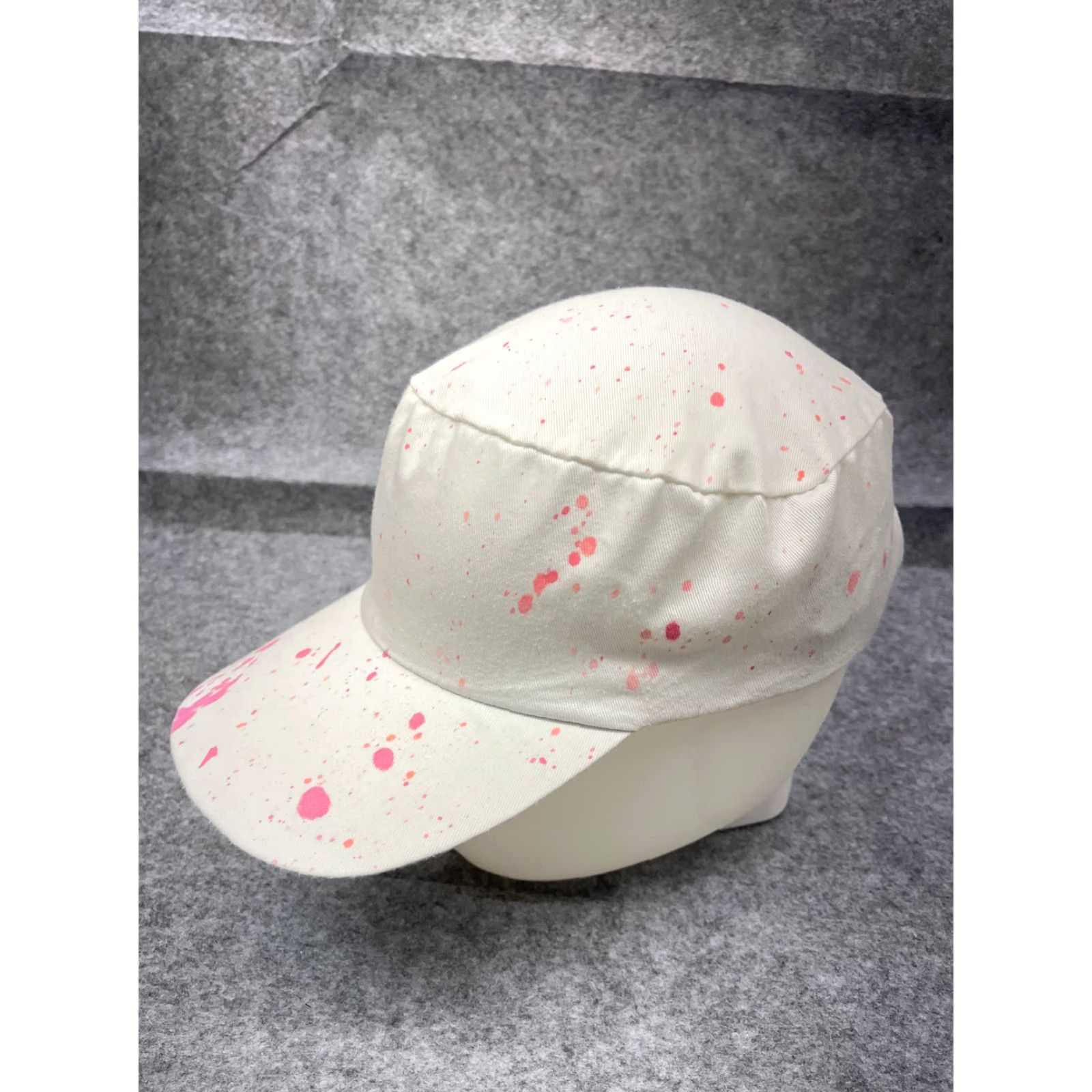 Pinko Paint Splatter Hat Cap Snap Back Adult One Size White Pink 100% Cotton Size ONE SIZE - 4 Thumbnail