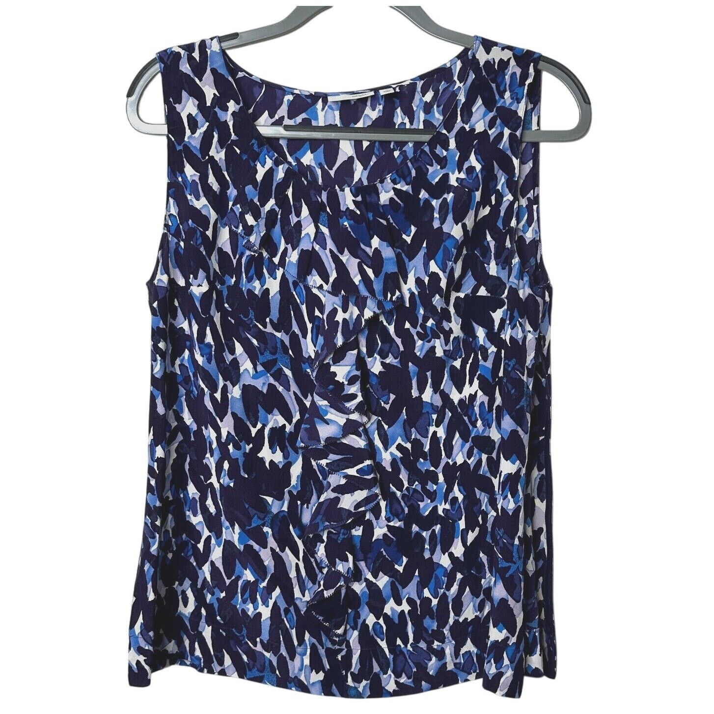 Other Halogen Silk Blue White Sleeveless Scoop Neck Blouse M Size M / US 6-8 / IT 42-44 - 1 Thumbnail